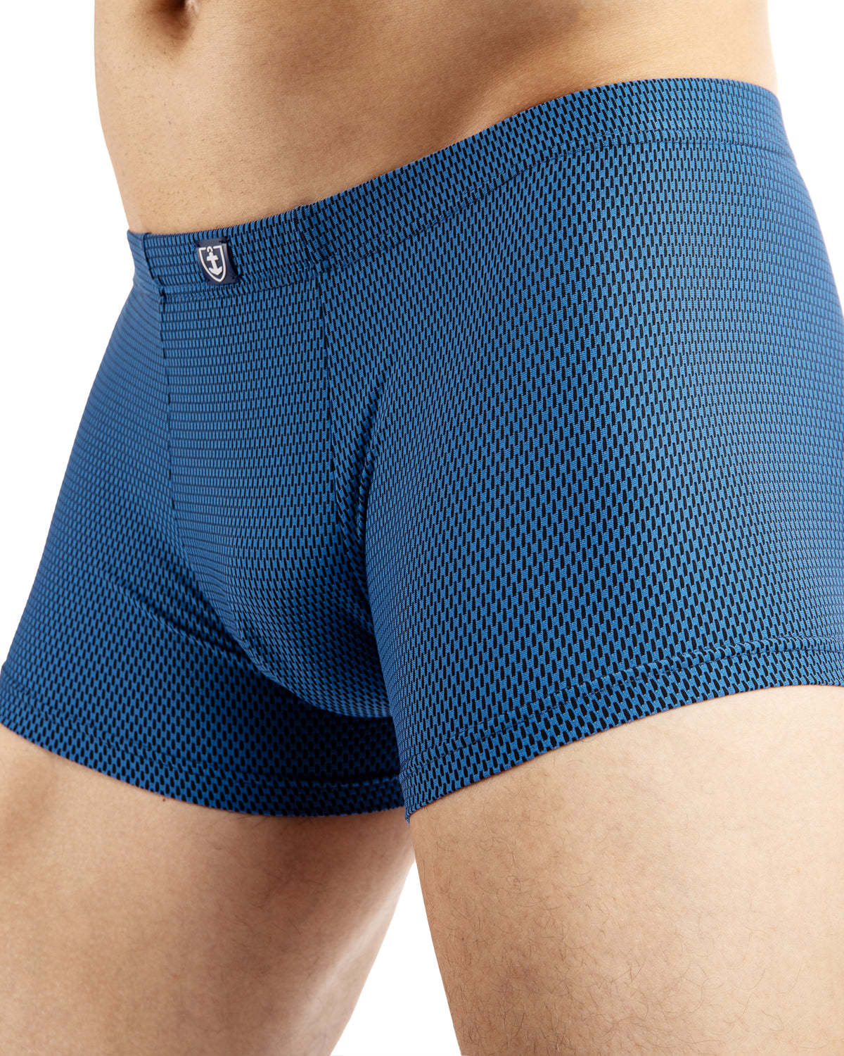 Low-waisted briefs with belt in Navy Blue Striped Microfiber