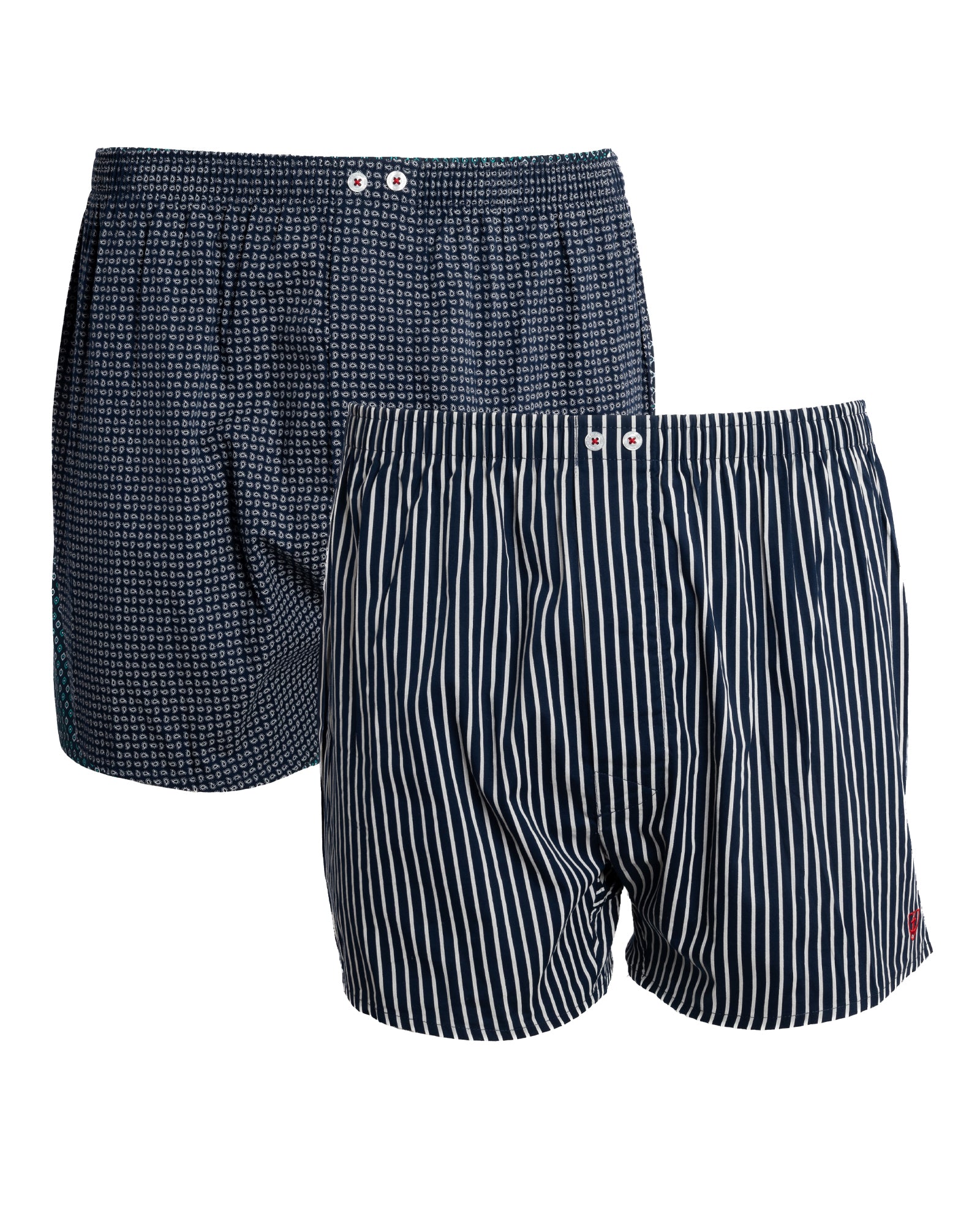 Set van 2 Boxershorts bedrukte Poplin ruit en erwten