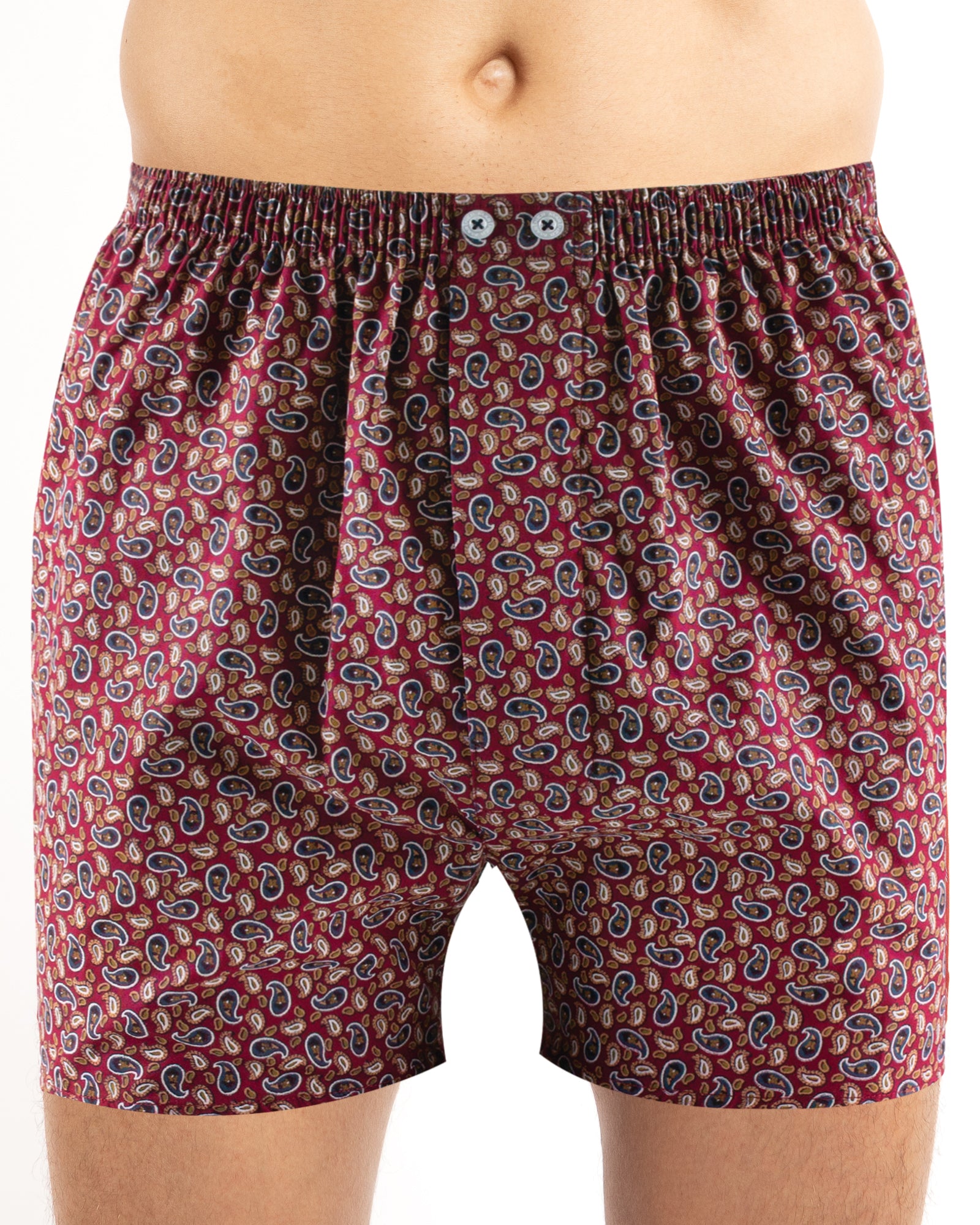 Lot de 2 Caleçons en Popeline de Pur Coton Peigné assortis Marine et Bordeaux F388.2