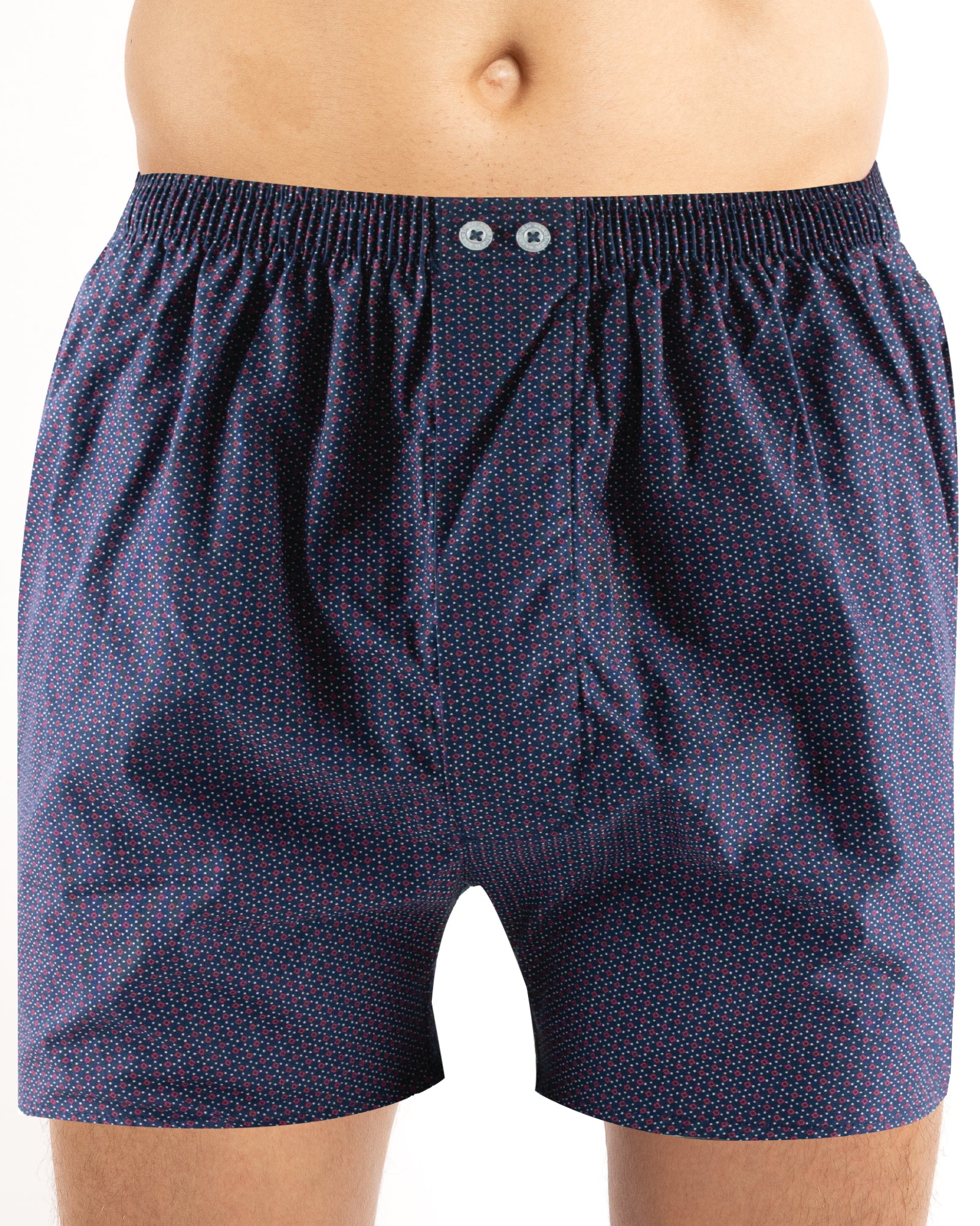 Lot de 2 Caleçons en Popeline de Pur Coton Peigné assortis Marine et Bordeaux F388.2