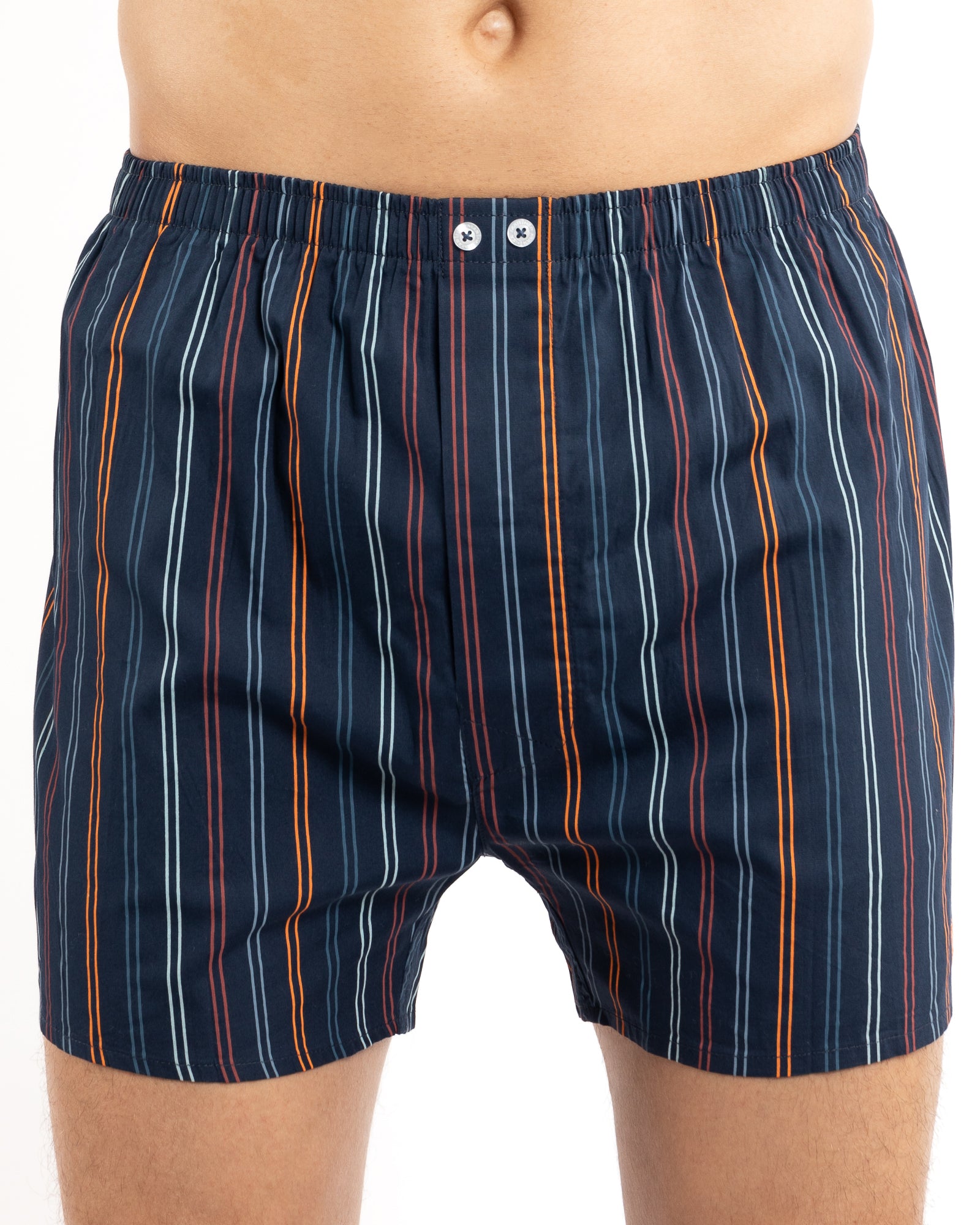 Navy Blue Plaid Check Pure Cotton Poplin Boxer Shorts
