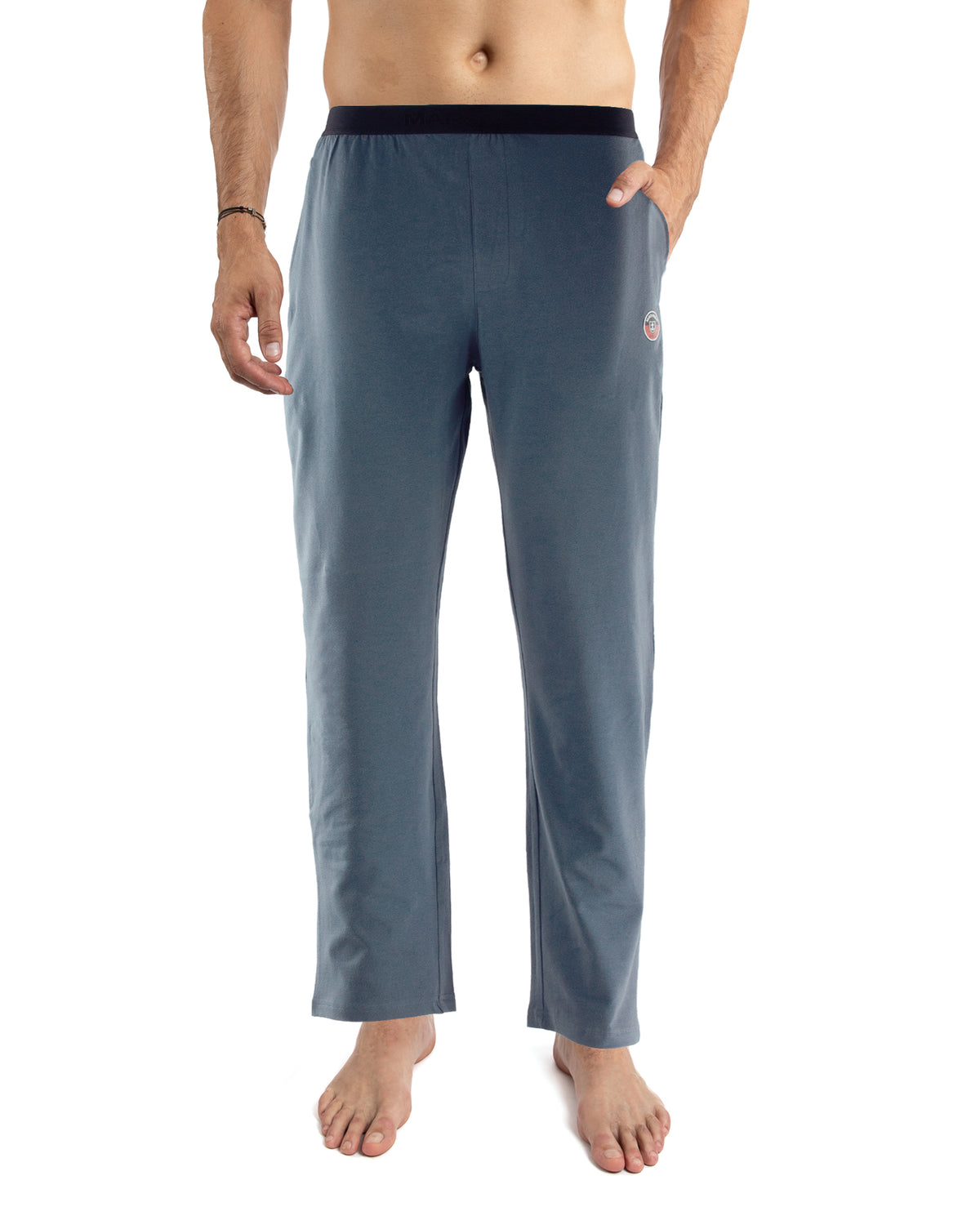 Pure Cotton Scottish Check Flannel Indoor Trousers Navy Blue
