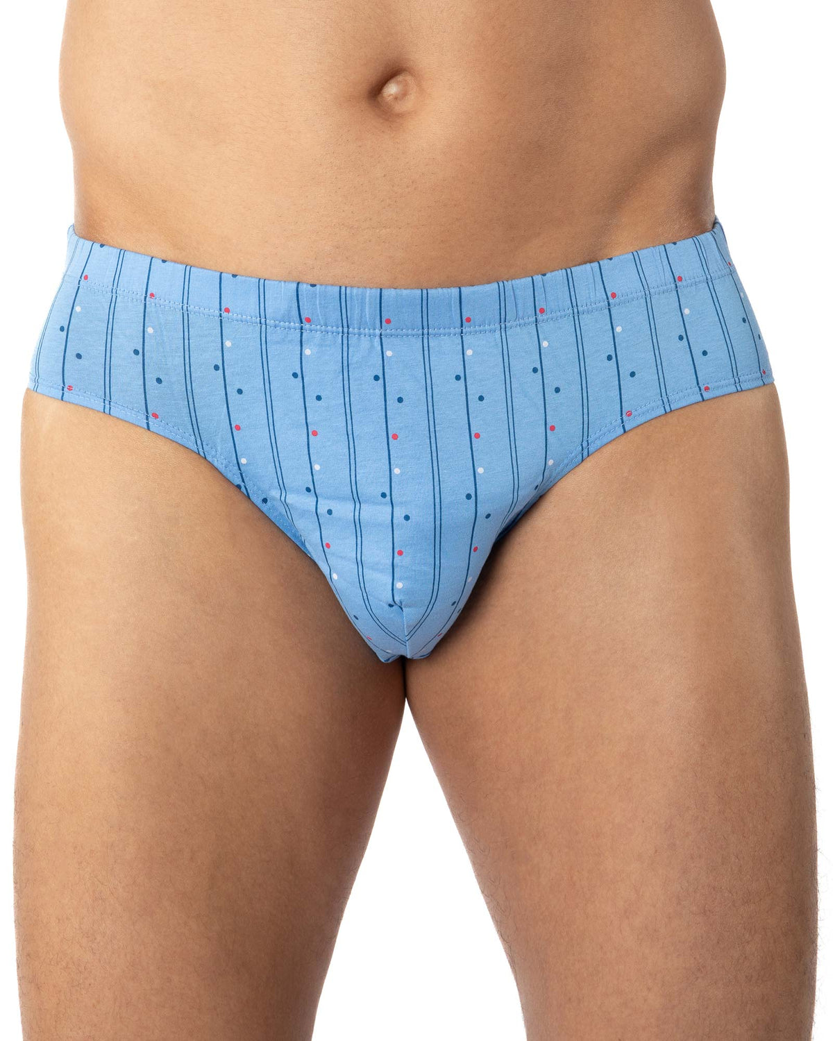 Pack of 2 Low-Rise Briefs in NAVY and RED Printed Mercerized Cotton