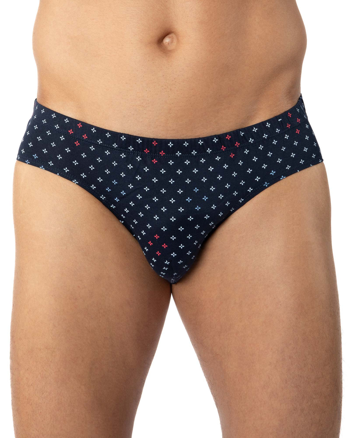 Set van 2 slips met lage taille van marineblauw en rood bedrukt gemerceriseerd katoen