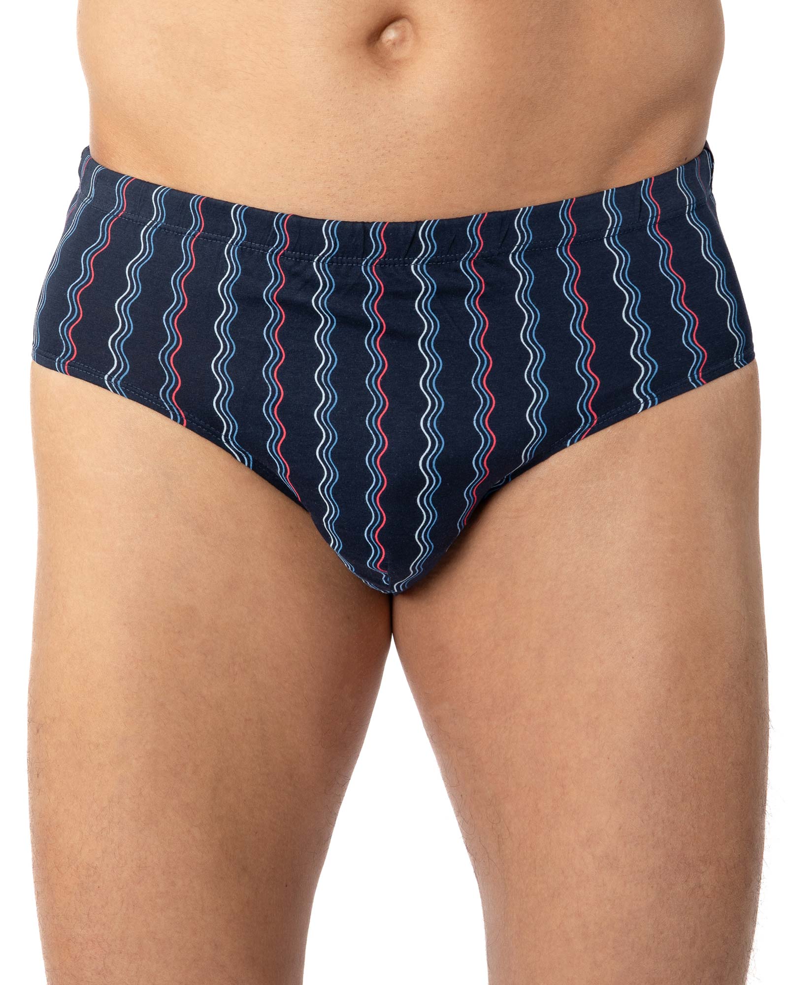 Lot x2 slips taille haute fermé mercerisés imprimés marine et bleu G141.2