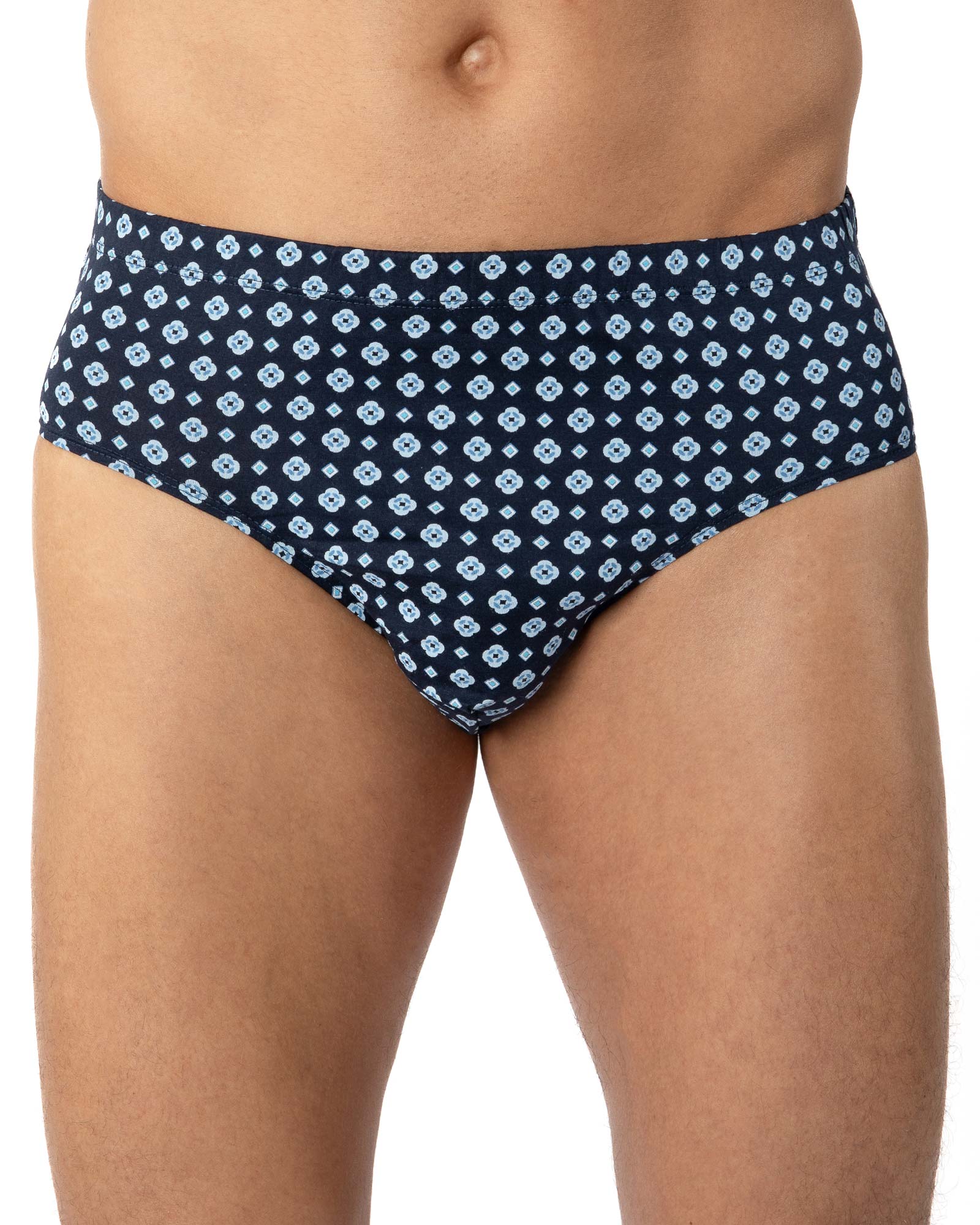 Pack de 2 slips taille haute fermé mercerisés imprimés marine et indigo G143.2