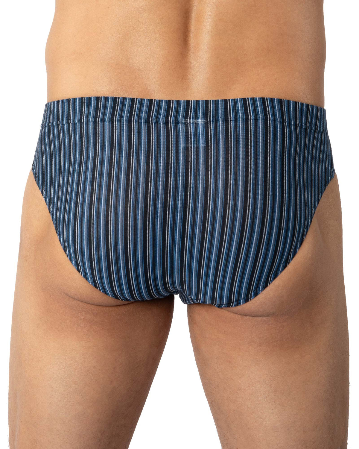 Slip met lage taille en met jacquardmotief beklede riem BLAUW