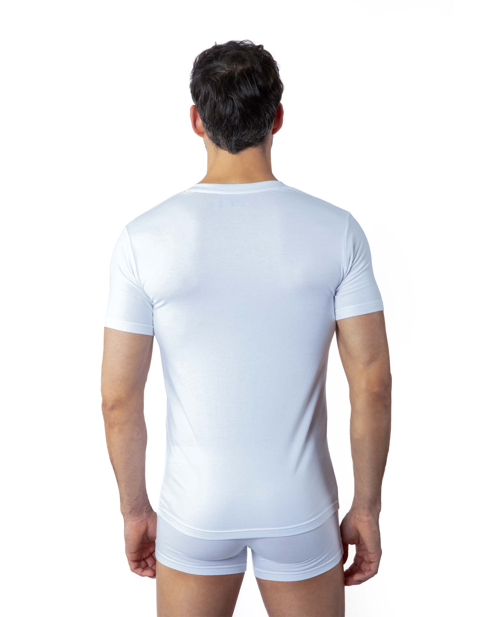 T-shirt Blanc Col V en coton SUPIMA® G605