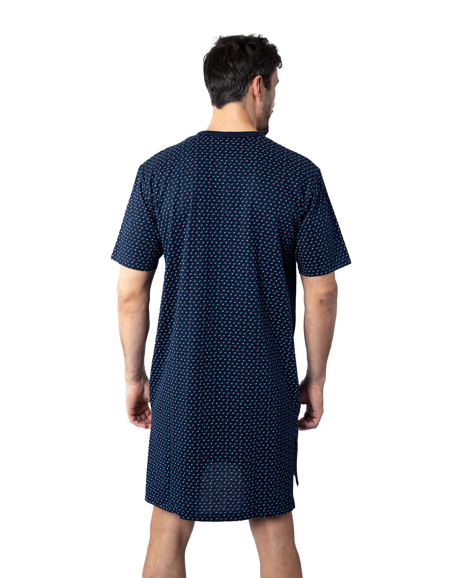 Liquette pour Homme Col boutonné en jersey Mercerisé imprimé Marine G838