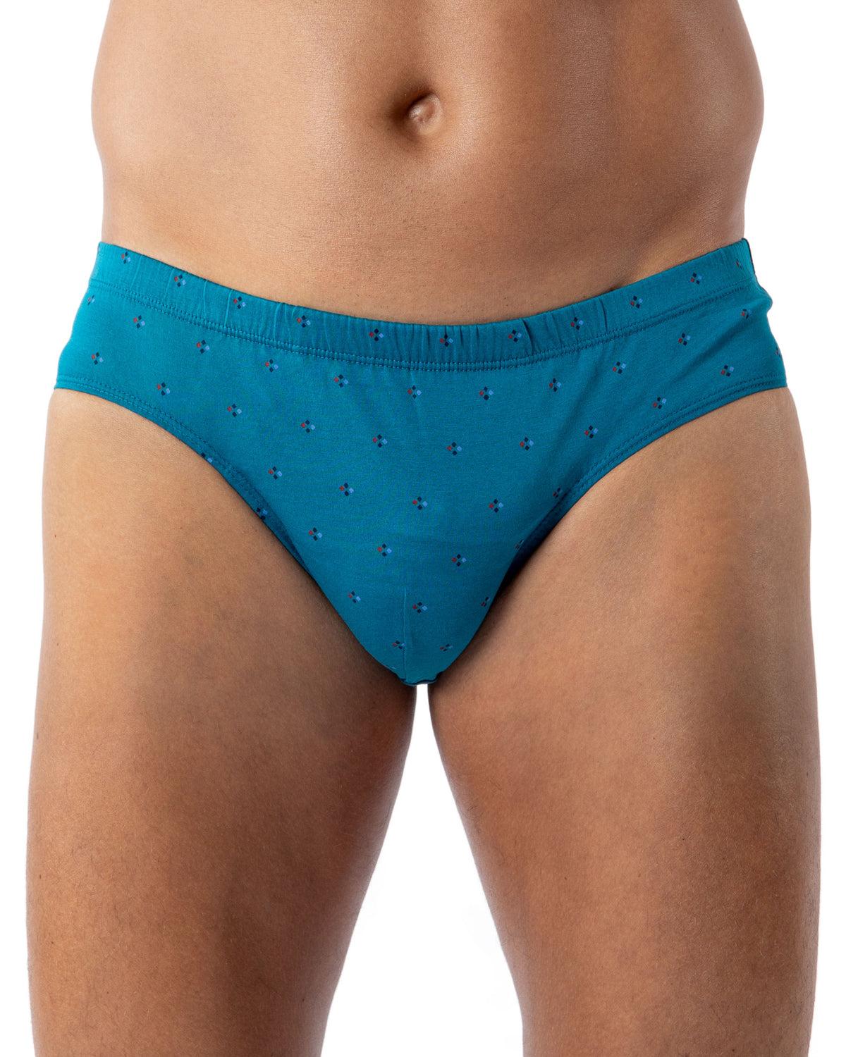 Pack of 2 Low-Rise Briefs in NAVY and RED Printed Mercerized Cotton