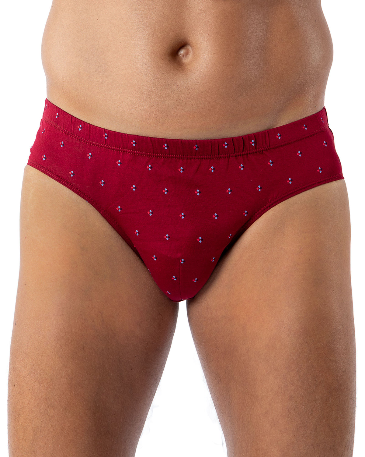 Pack of 2 Low-Rise Briefs in NAVY and RED Printed Mercerized Cotton
