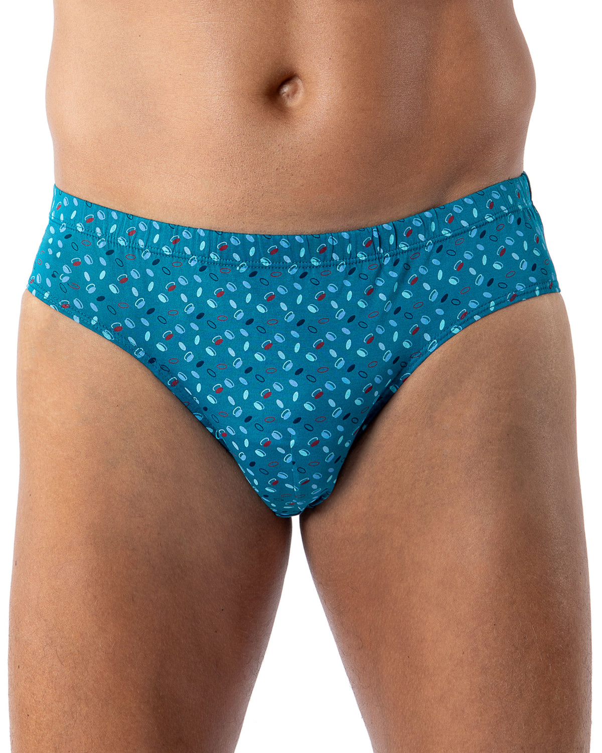 Pack of 2 Low-Rise Briefs in NAVY and RED Printed Mercerized Cotton