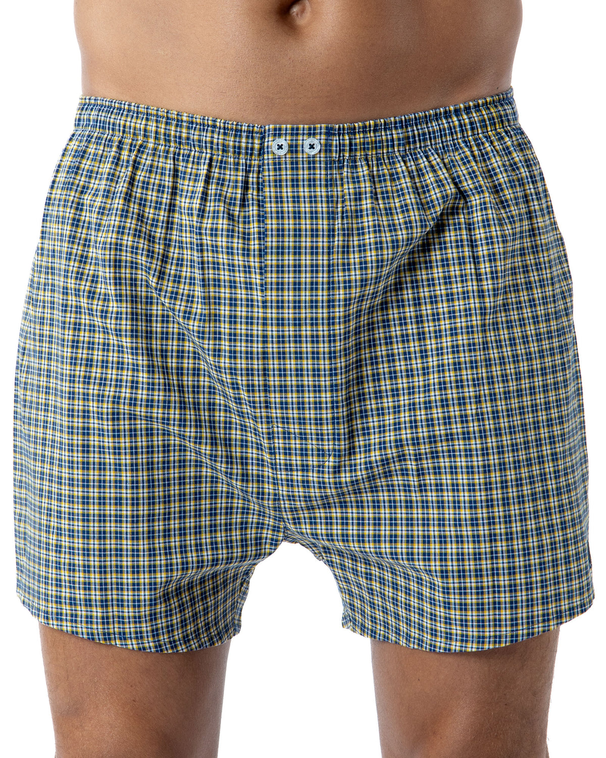 Set van 2 katoenen poplin boxershorts met kleine ruitjes en bloemenprint H357.2