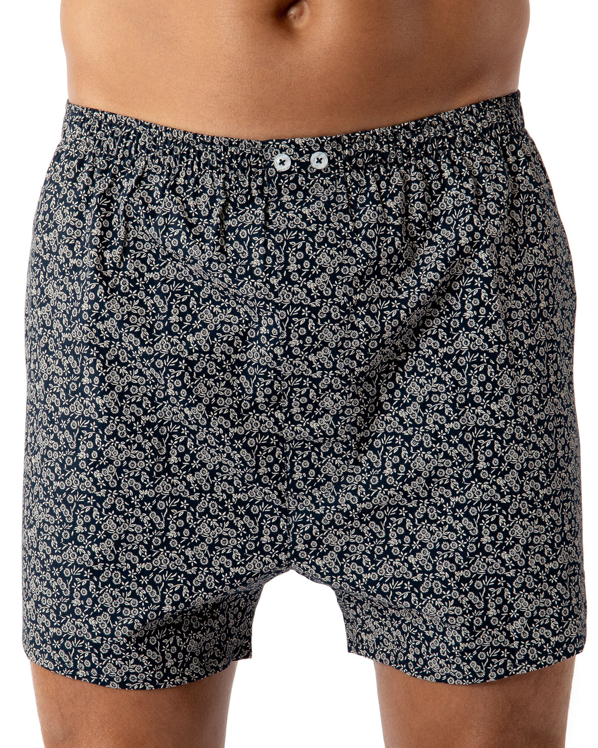 Set van 2 katoenen poplin boxershorts met kleine ruitjes en bloemenprint H357.2