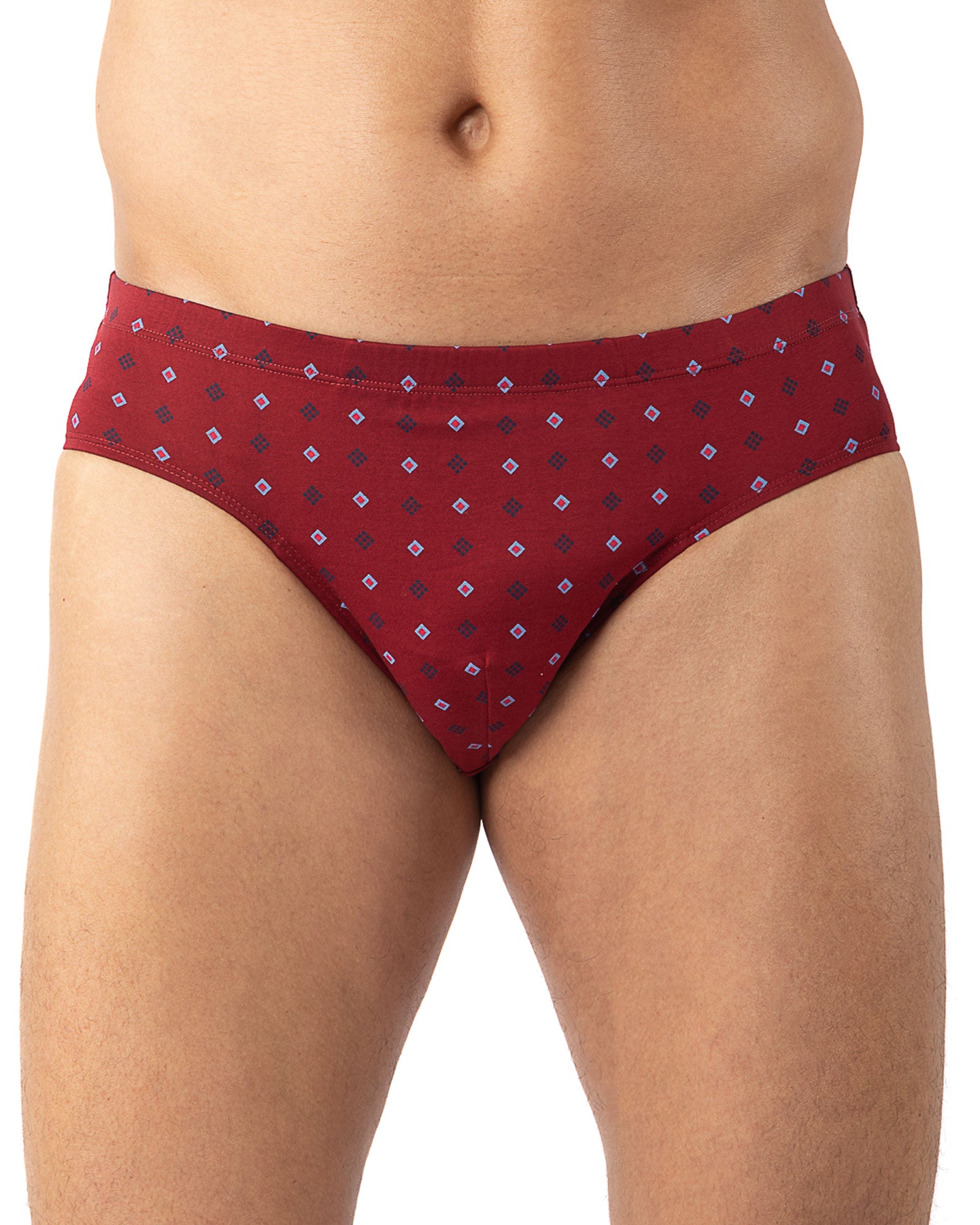 Set x2 mercerized and printed navy and burgundy low-rise briefs I100.2