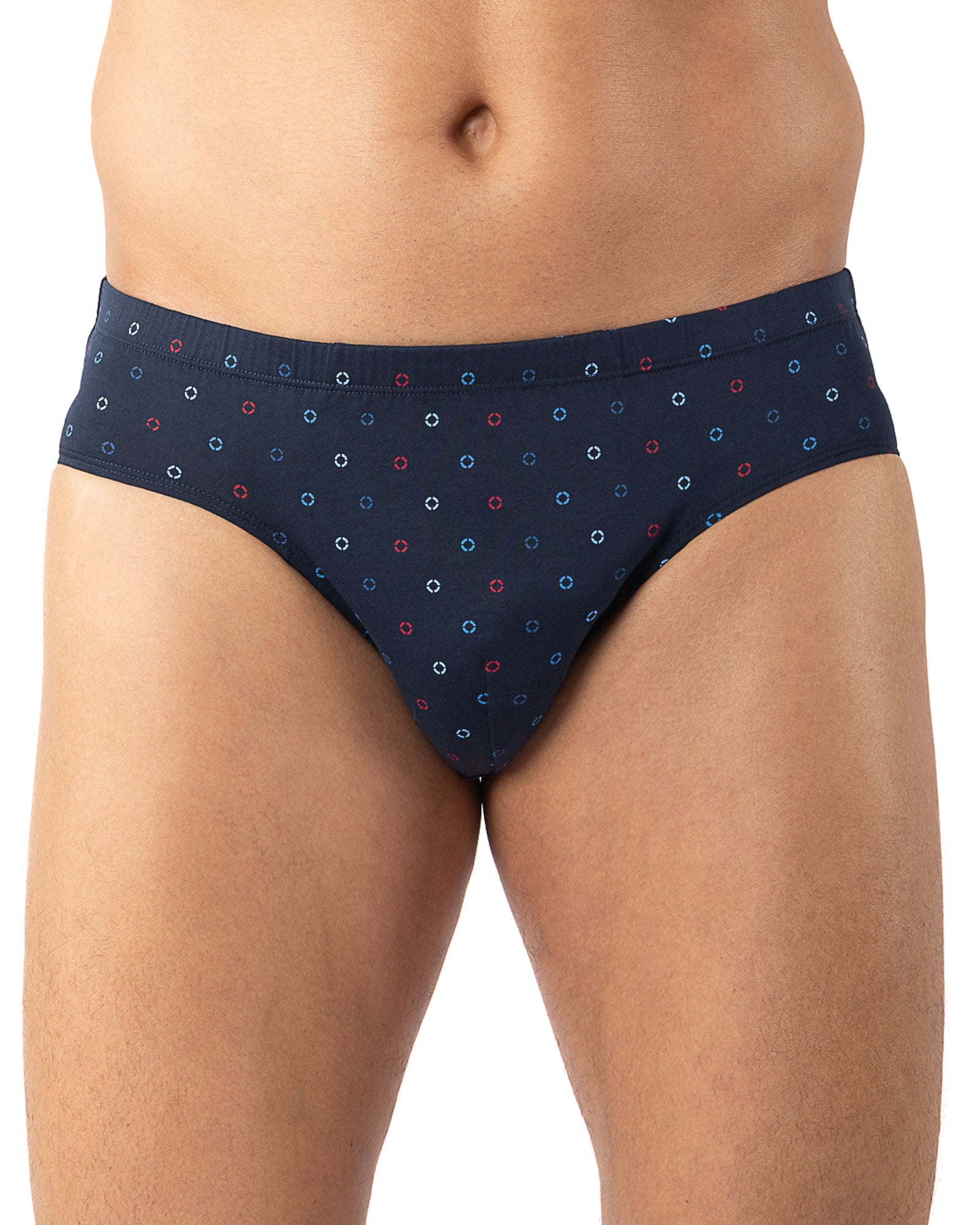 Set x2 mercerized and printed navy and burgundy low-rise briefs I100.2