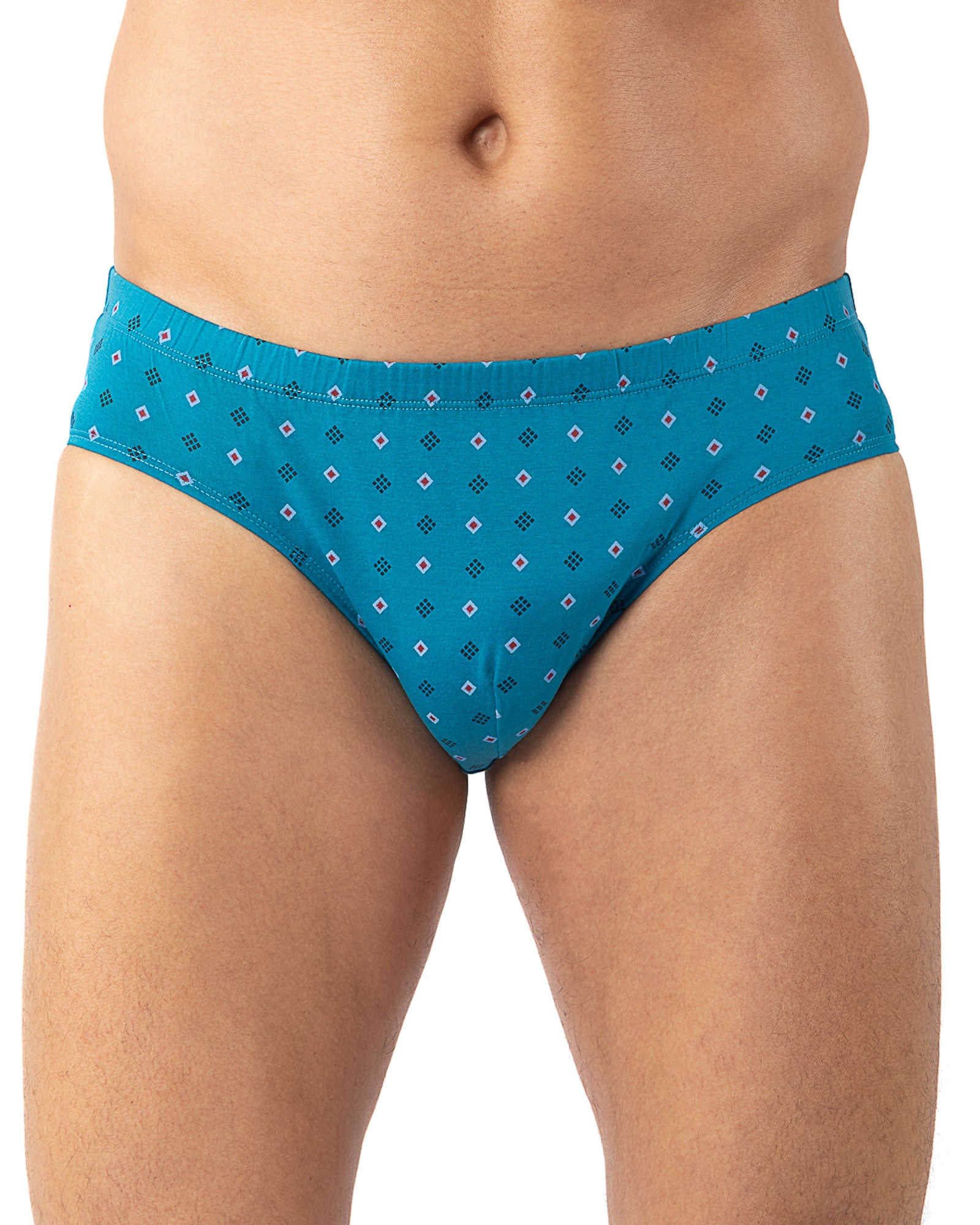 Set x2 mercerized and printed navy and petrol low waist briefs I102.2