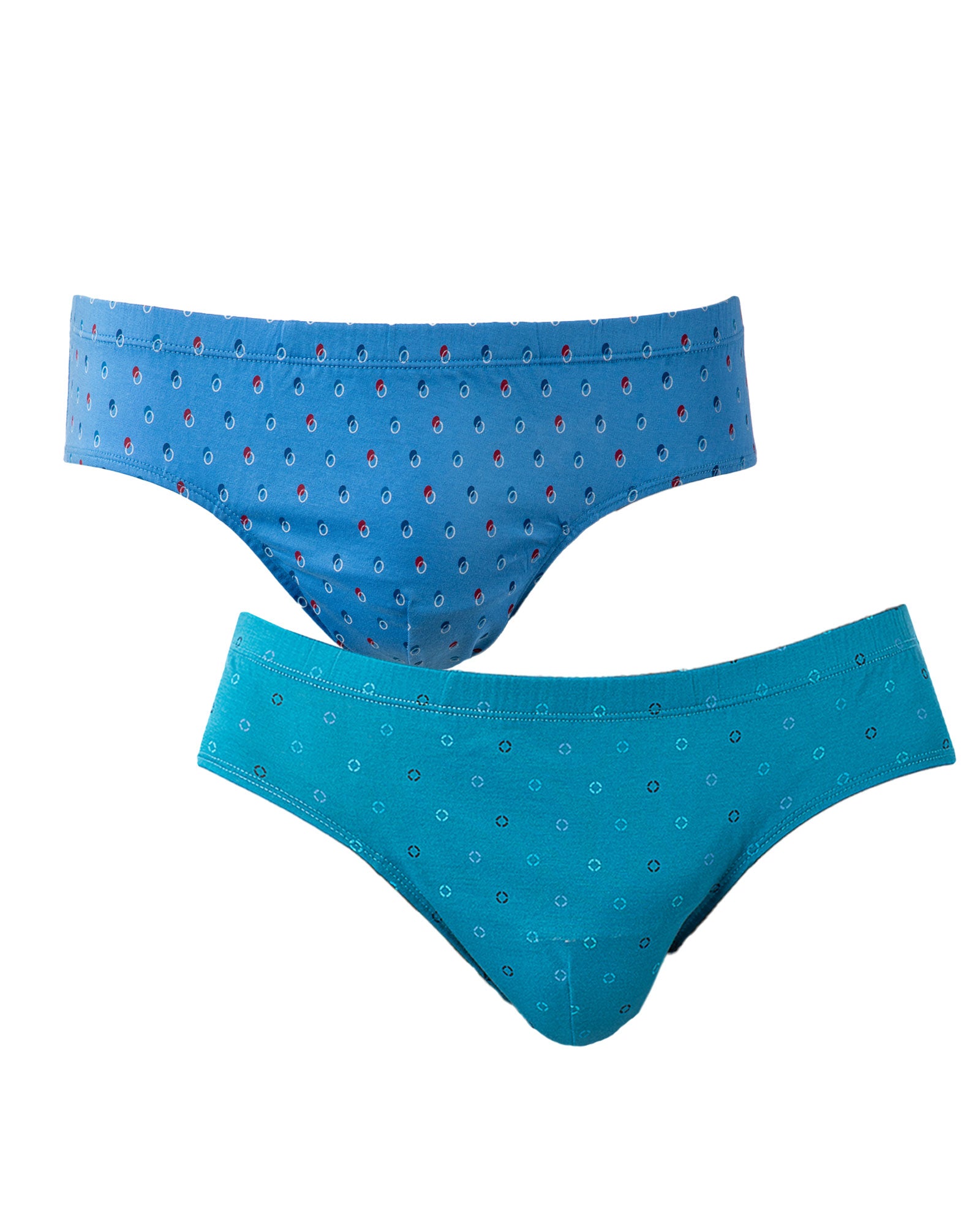 Lot x2 mercerized and printed low waist briefs blue and petrol I103.2
