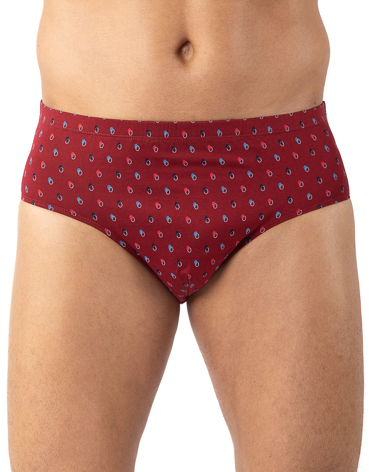 Pack of 2 Low-Rise Briefs in NAVY and RED Printed Mercerized Cotton
