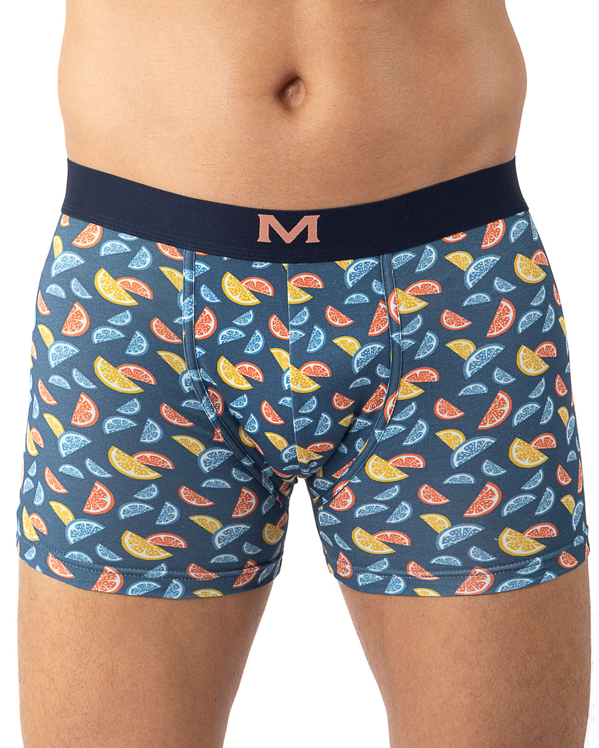 packs de 3 Boxers en Coton BIO Stretch indigo-orange-imprimé I205.3