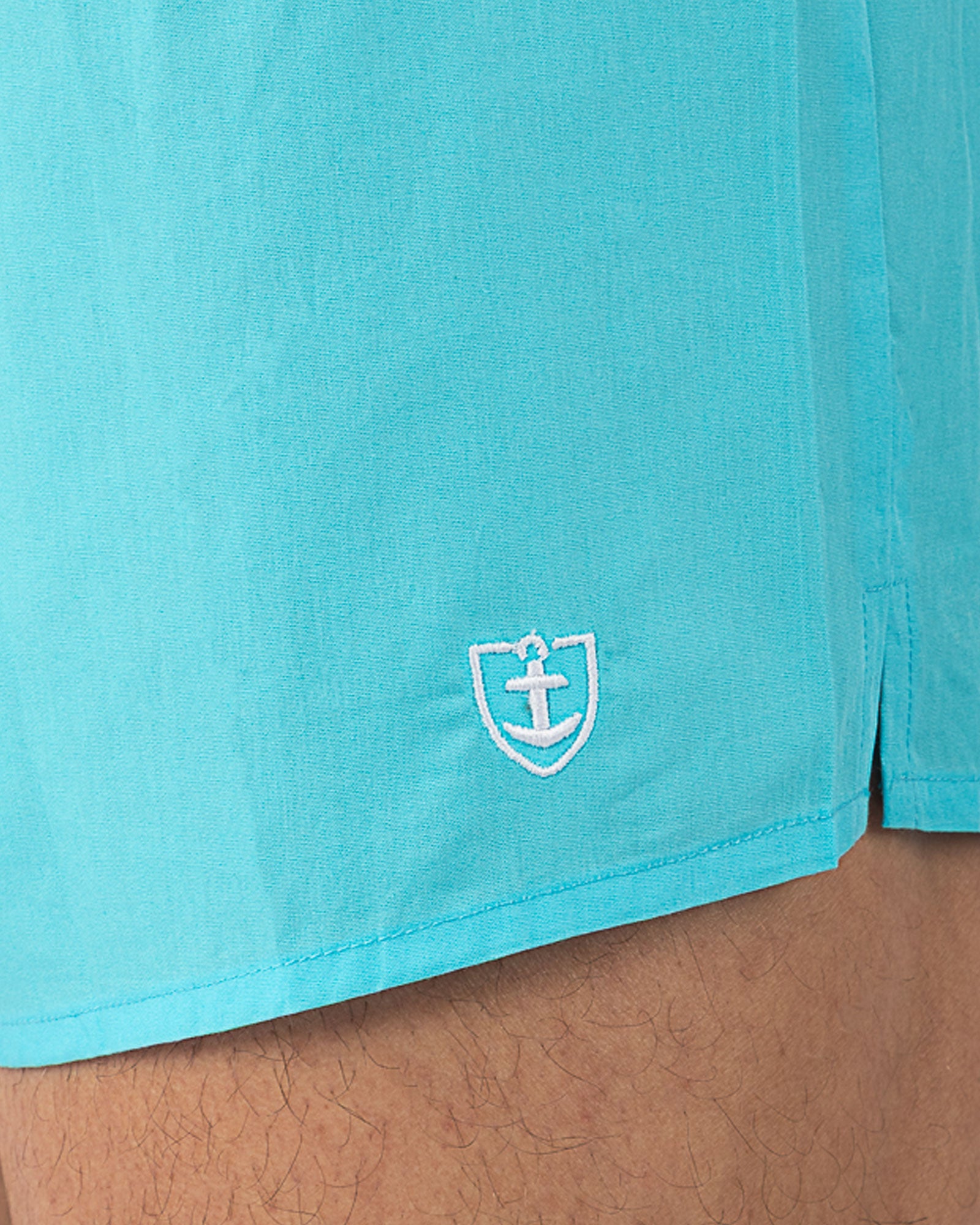 2-pack bedrukte en effen turquoise popeline boxershorts van zuiver gekamd katoen I304.2