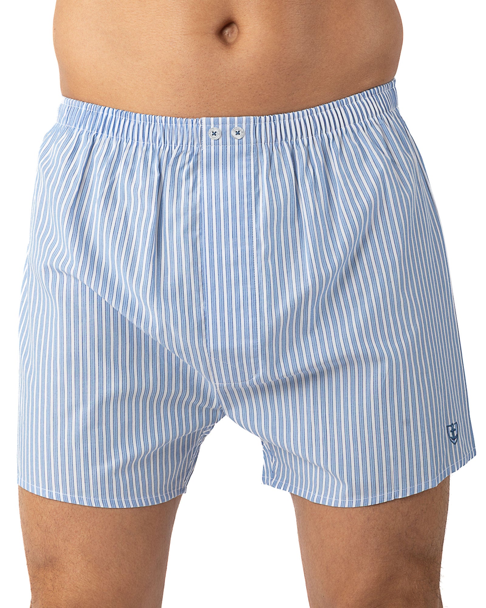 Set van 2 boxershorts in zuiver gekamd katoen popeline, kleine ruit en strepen I306.2