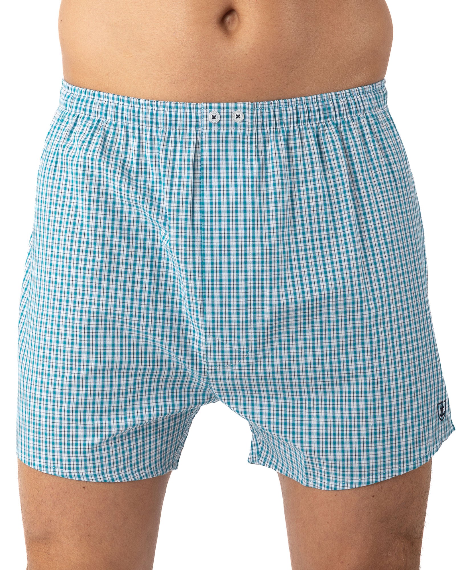 Set van 2 boxershorts in zuiver gekamd katoen popeline, klein ruitje en print I309.2