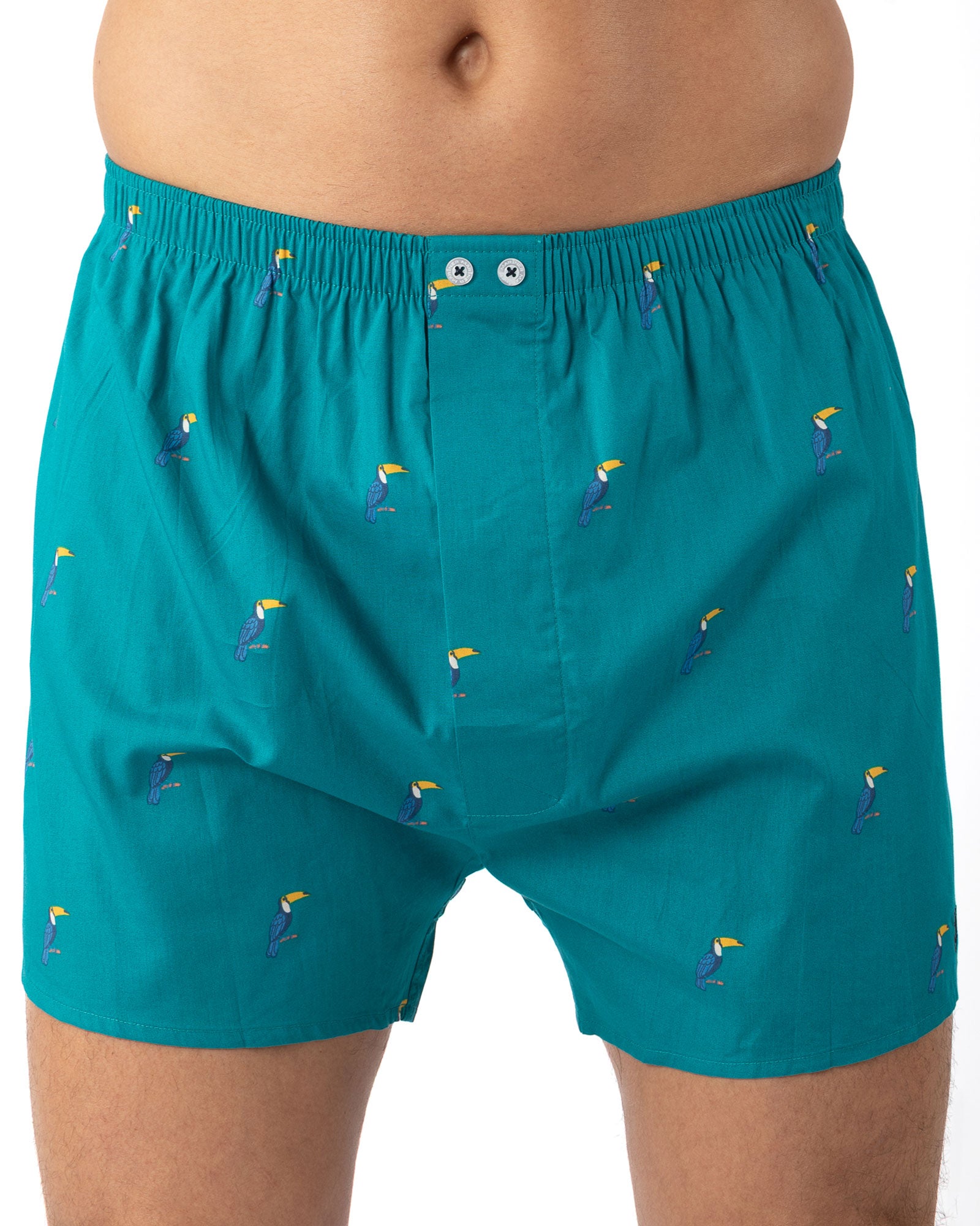 Set van 2 boxershorts in zuiver gekamd katoen popeline, klein ruitje en print I309.2