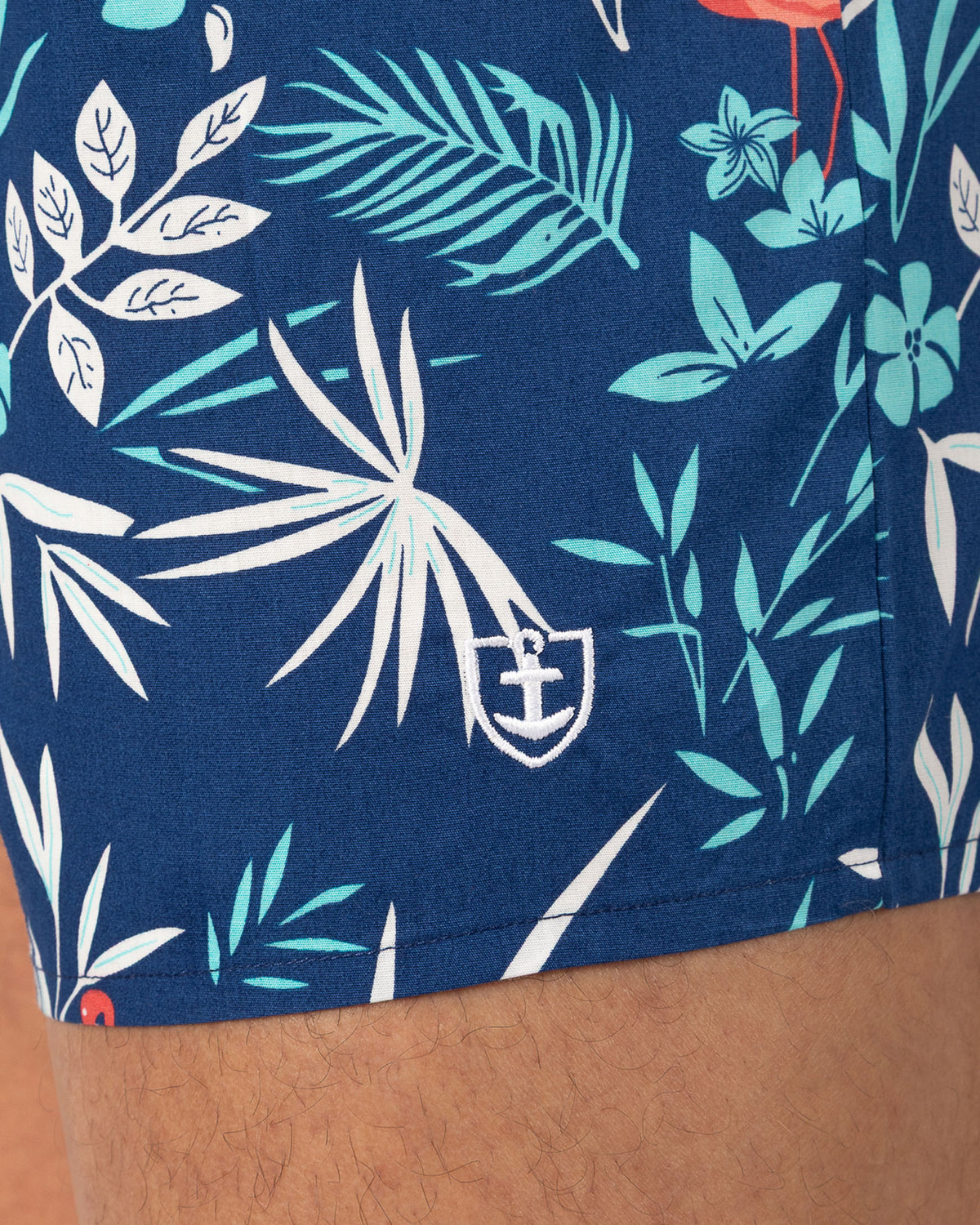 Caleçon avec Slip Intérieur en Popeline de pur coton imprimé Hawaii marine I311