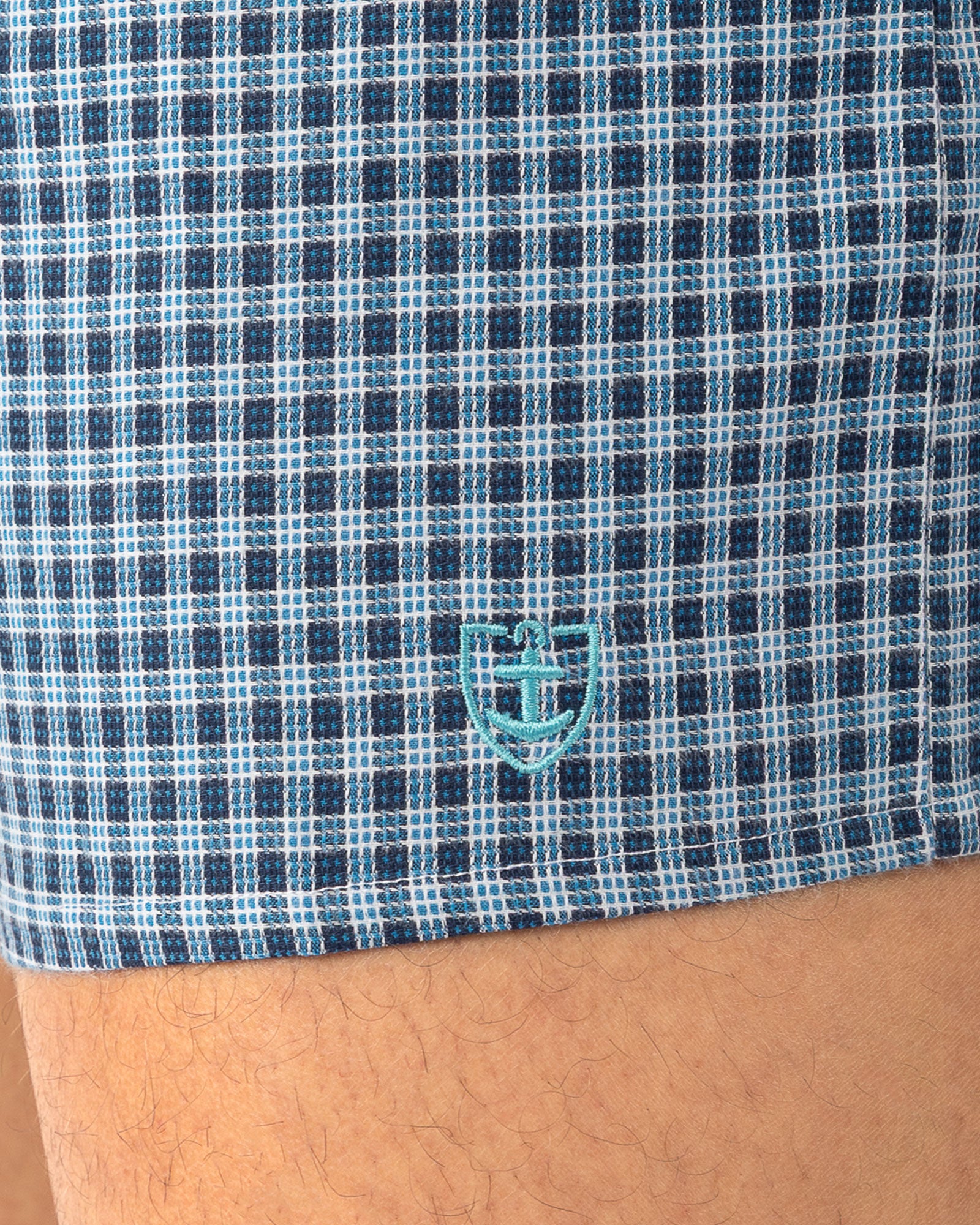 Puur katoen popeline jockstrap in klein marine ruitje I316