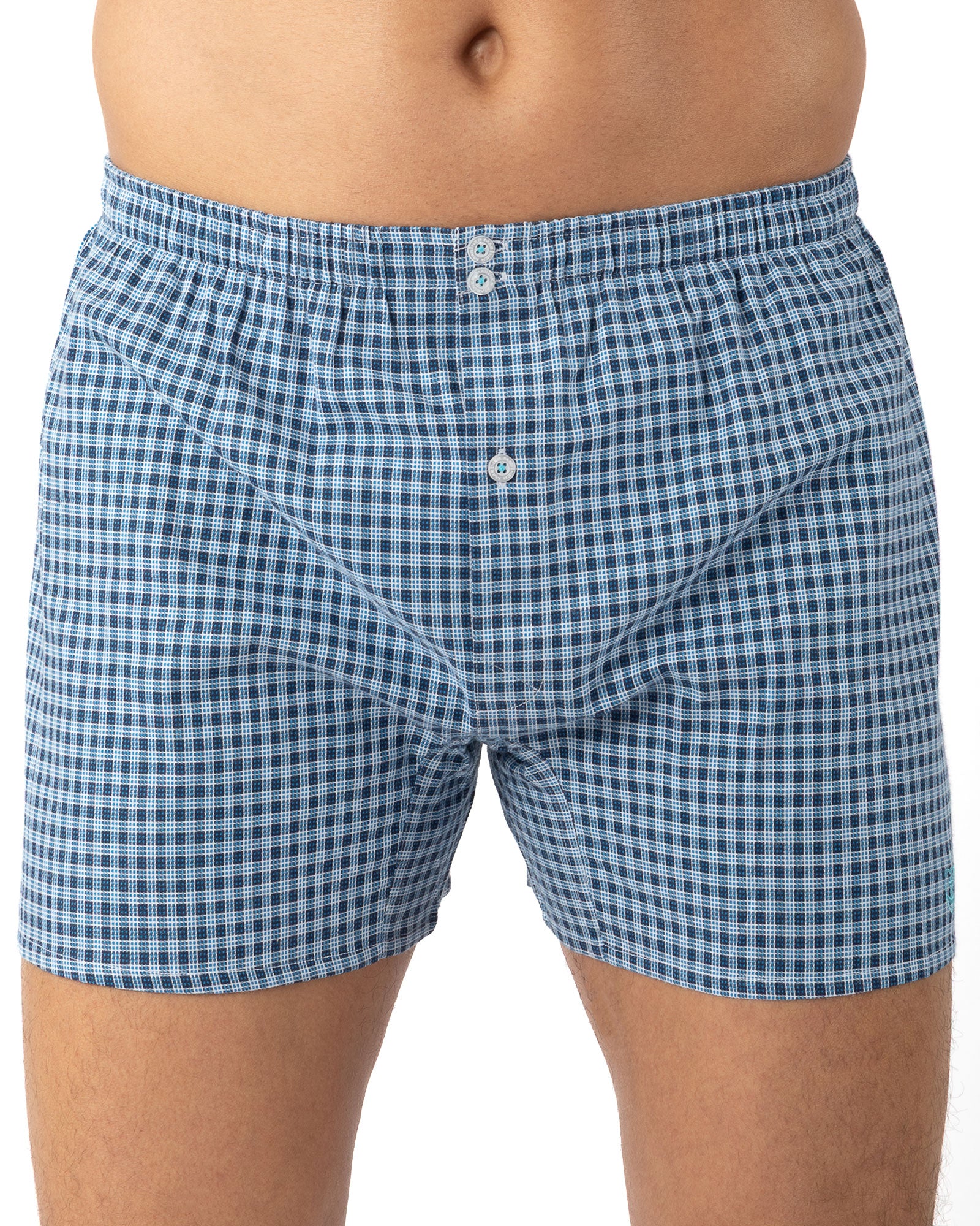 Puur katoen popeline jockstrap in klein marine ruitje I316