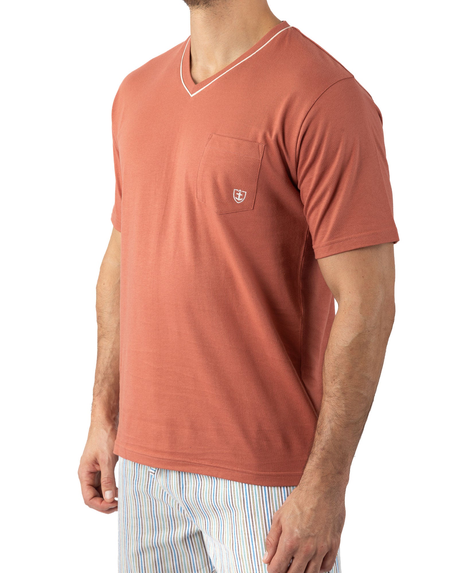 Pajamas in Printed Poplin and Pure Cotton Jersey RED