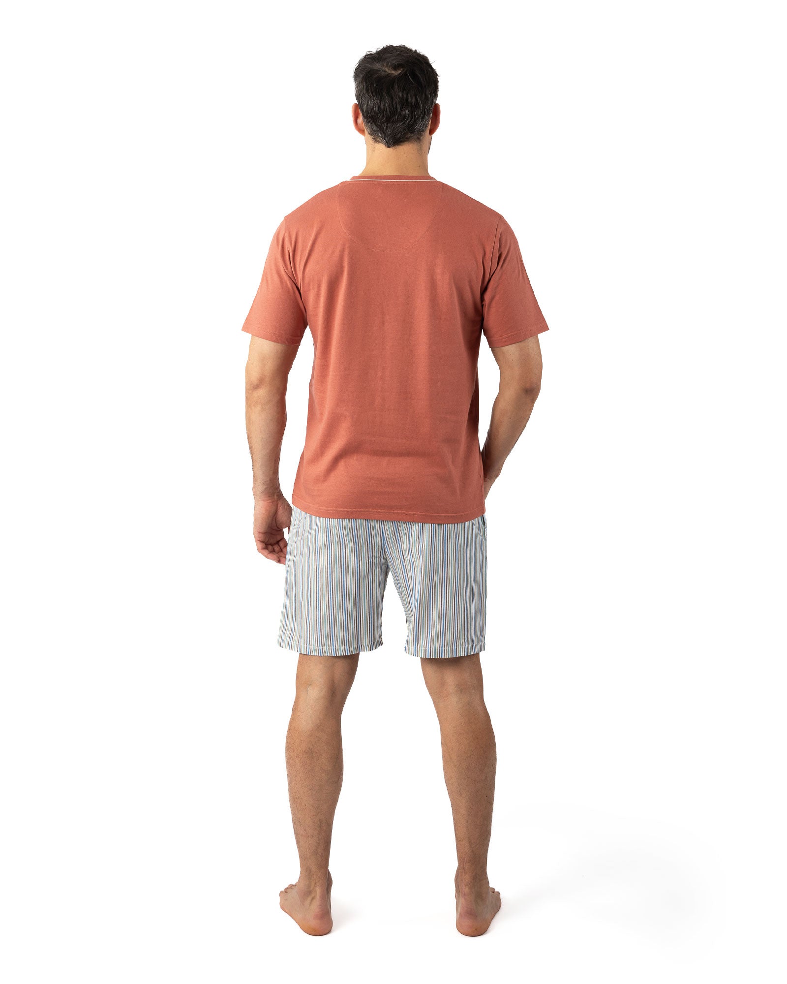 Pajamas in Printed Poplin and Pure Cotton Jersey RED