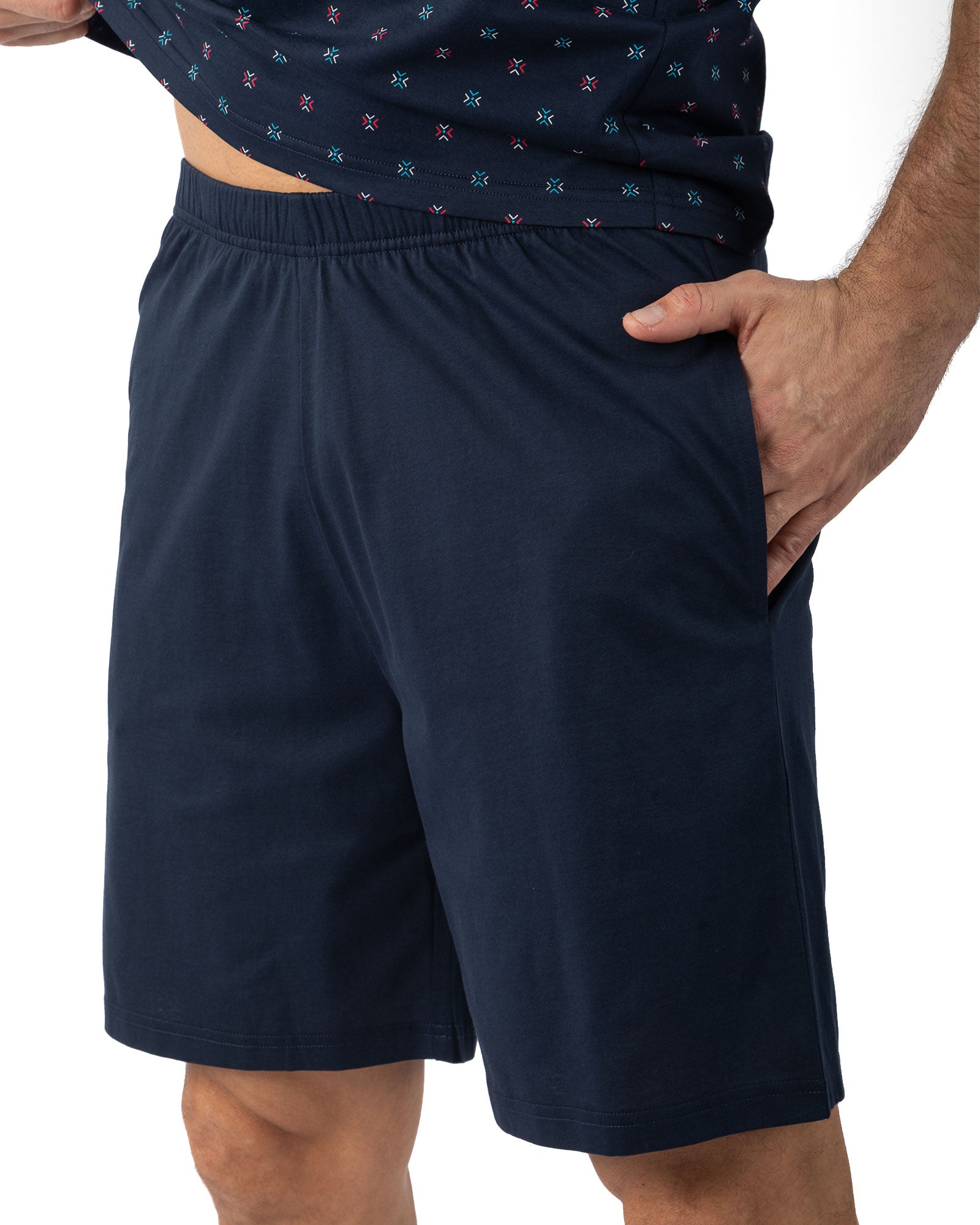 Heren gemerceriseerd katoen Jersey Button-down kraag marine I524