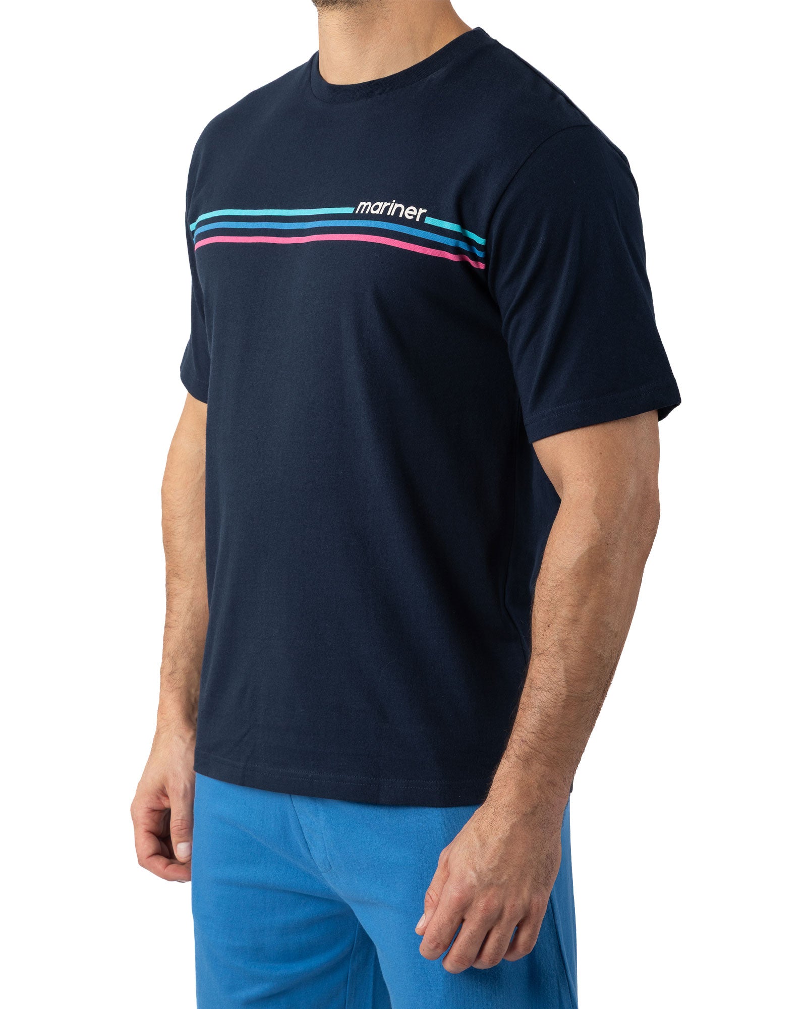 Pyjamashort voor heren in katoenjersey met ronde hals Navy I528