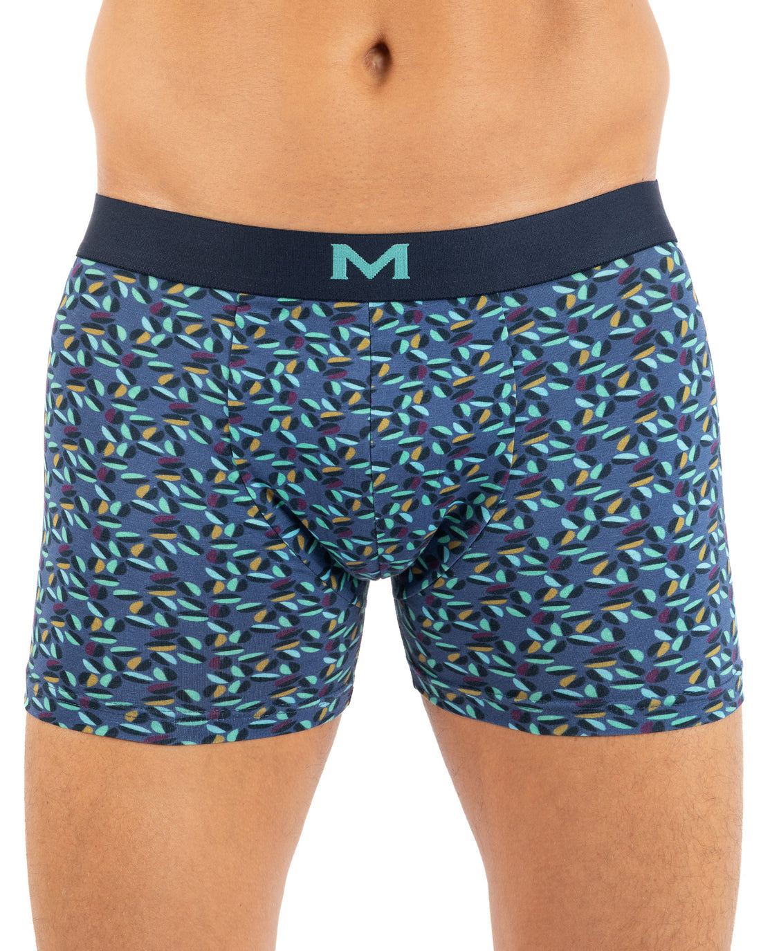lots de 3 Shortys en Coton BIO Stretch vert amande- prune et indigo imprimé J213.3