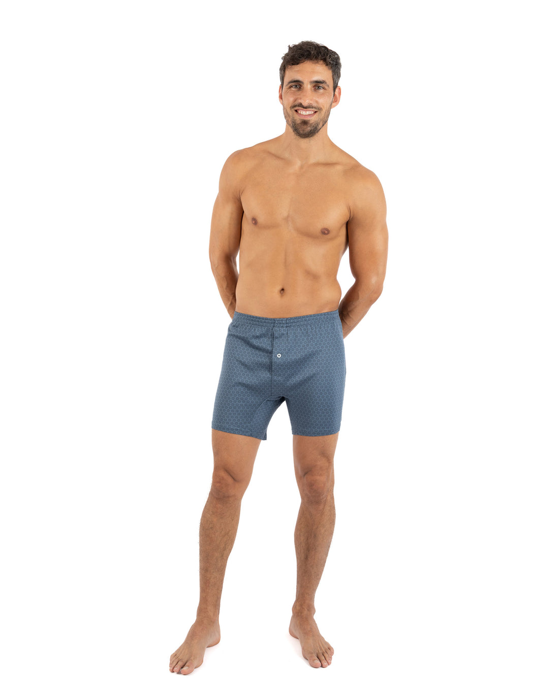 Caleçon flottant en Jersey de Coton Mercerisé Imprimé GRIS J380