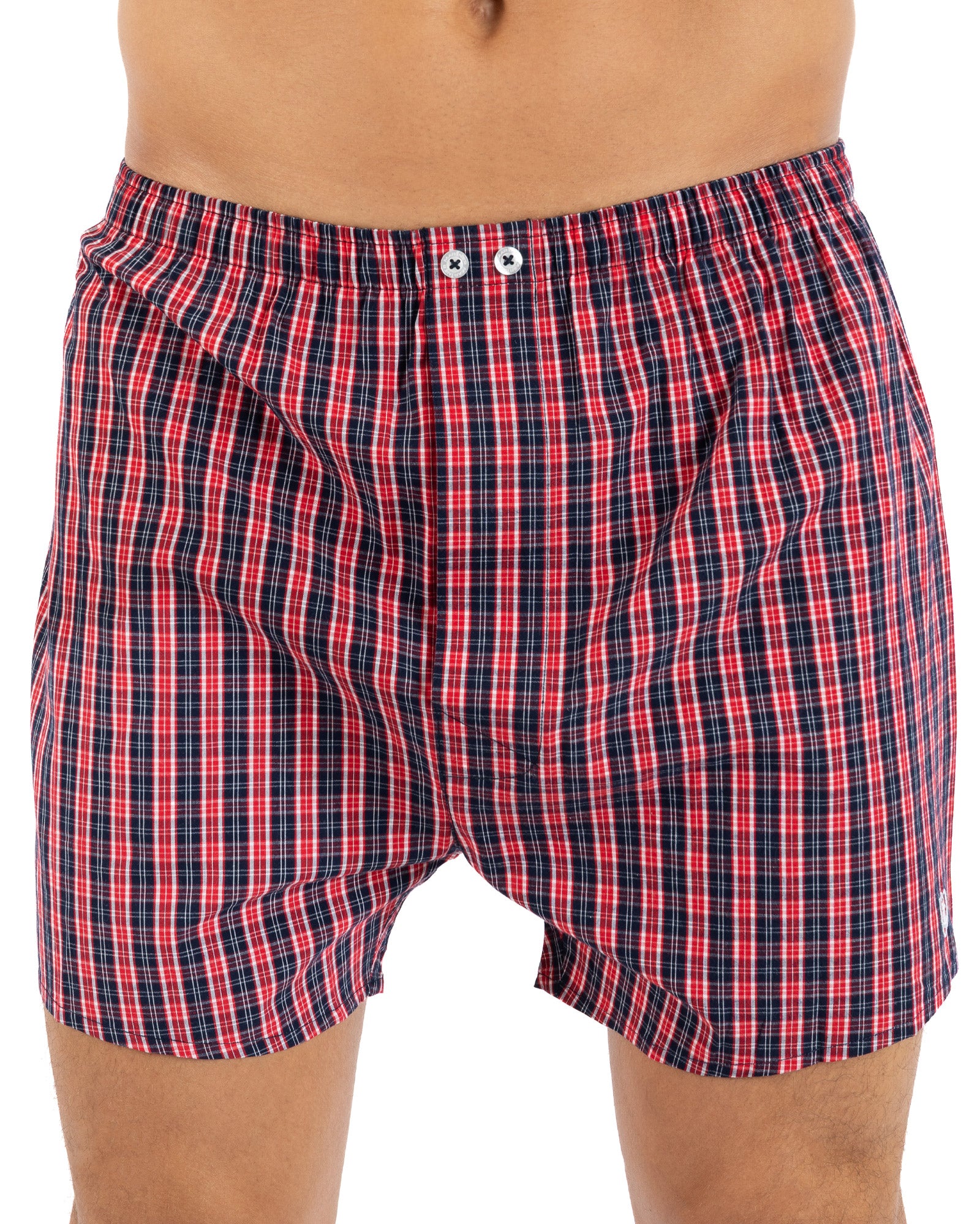 Set of 2 printed and striped poplin boxer shorts in pure combed cotton I323.2