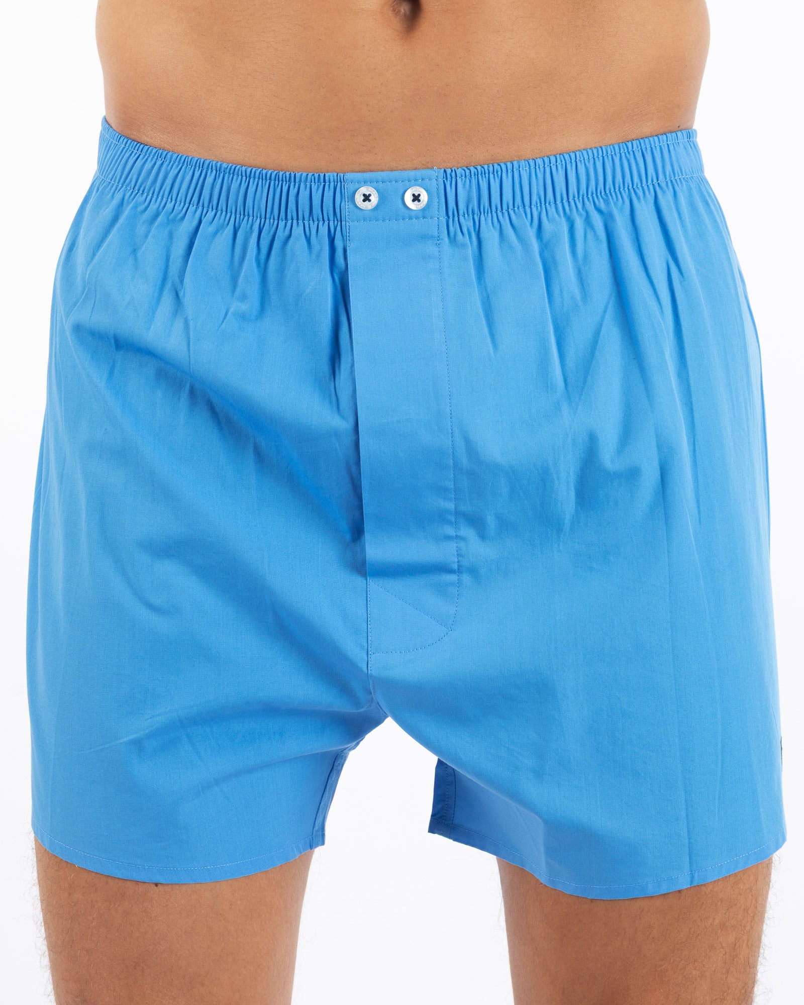 Lot de 2 caleçons en popeline de pur coton peigné rayé rouge et uni bleu J387.2