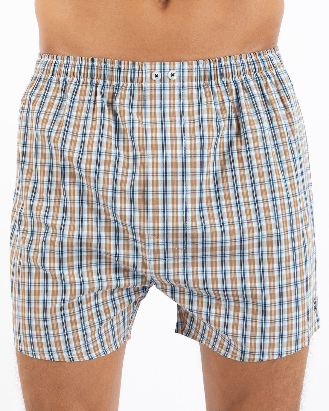 Set of 2 printed and striped poplin boxer shorts in pure combed cotton I323.2