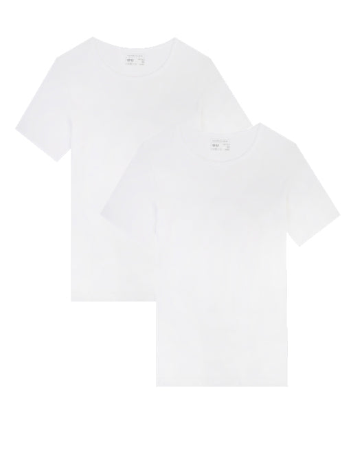 Pack de 2 T-shirts col rond blanc en coton Côtes Fines - 544.2