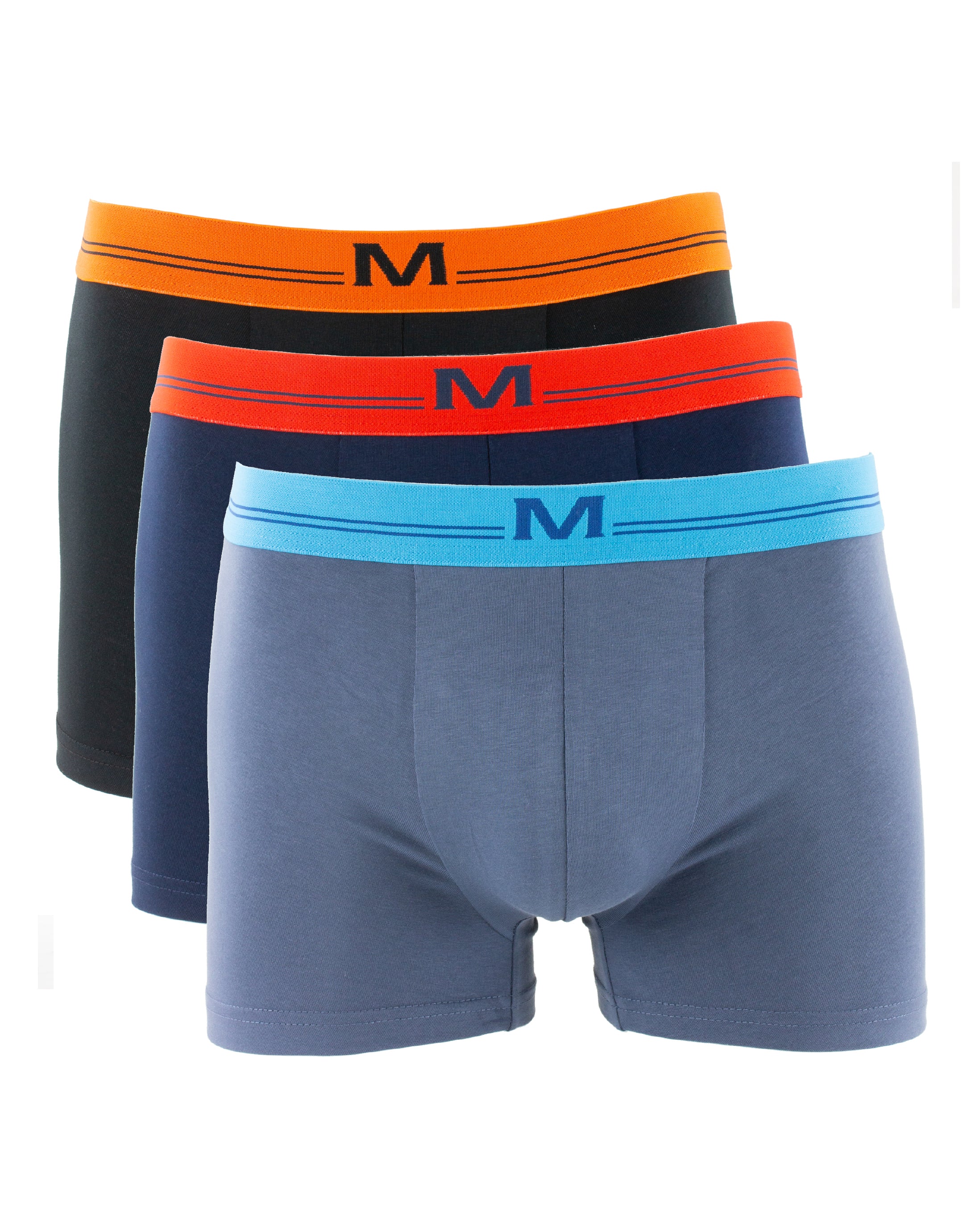 Lot de 3 shortys Gris/Marine/Noir en coton stretch 2000.3