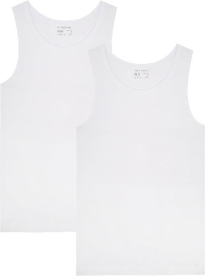 Set of 2 White Fine Ribbed Cotton Tank Tops - 515.2