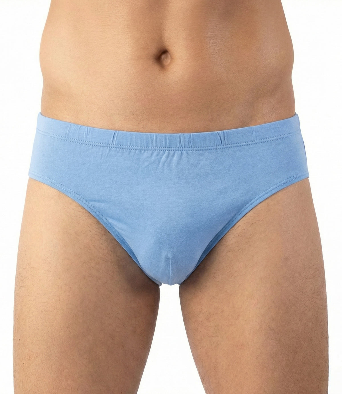 Pack x2 Low-rise mercerized briefs, plain blue and navy print 1005.2
