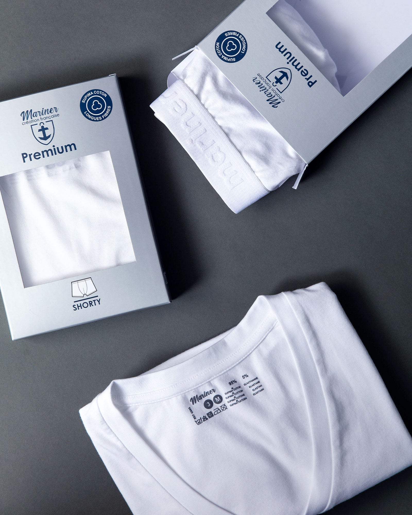 T-shirt Blanc Col V en coton SUPIMA® G605