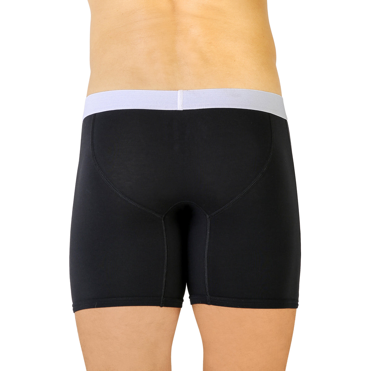 Shorty long ouvert bleu noir en coton stretch, vue latérale pour un maintien optimal.