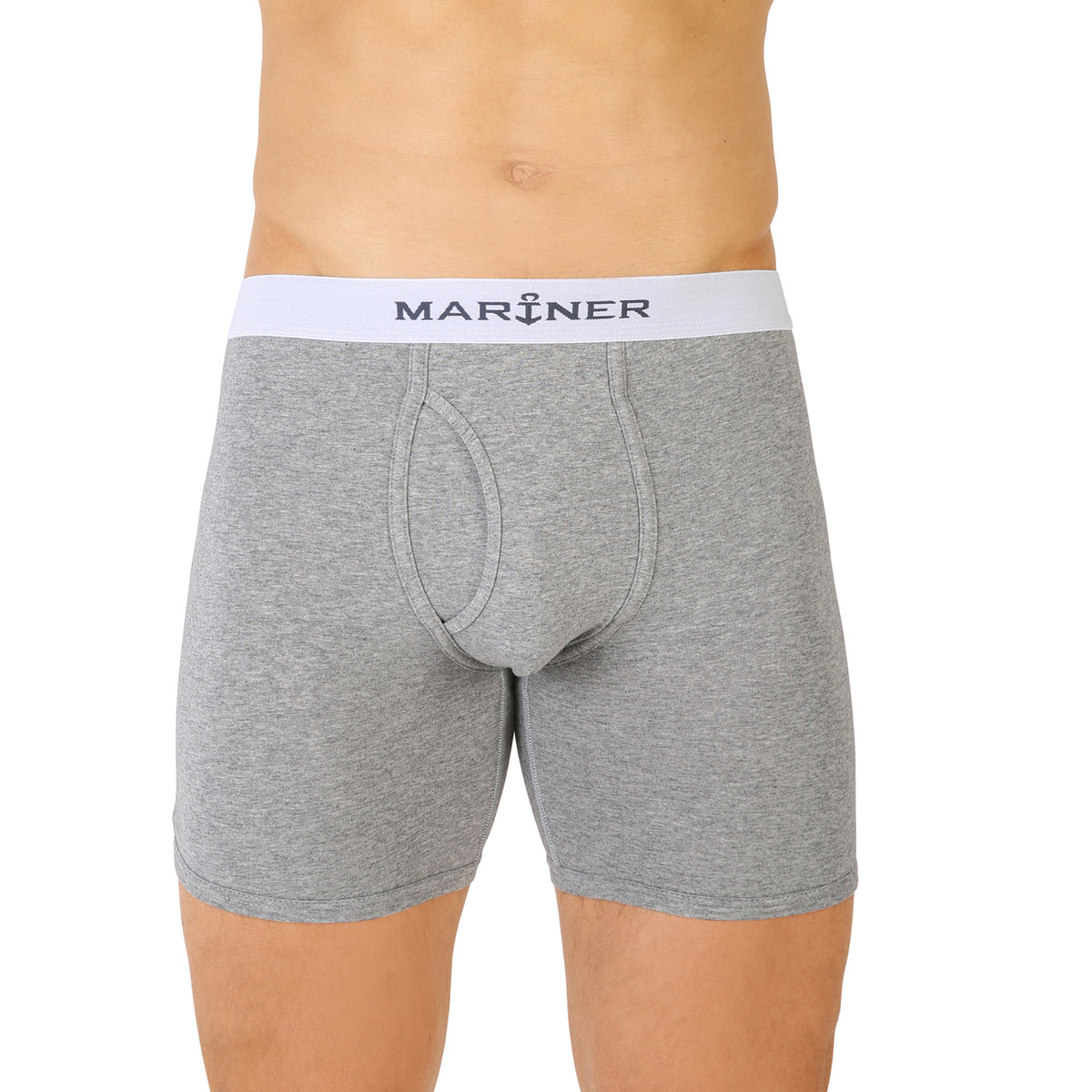 Shorty long ouvert gris en coton stretch avec ceinture blanche - face avant
