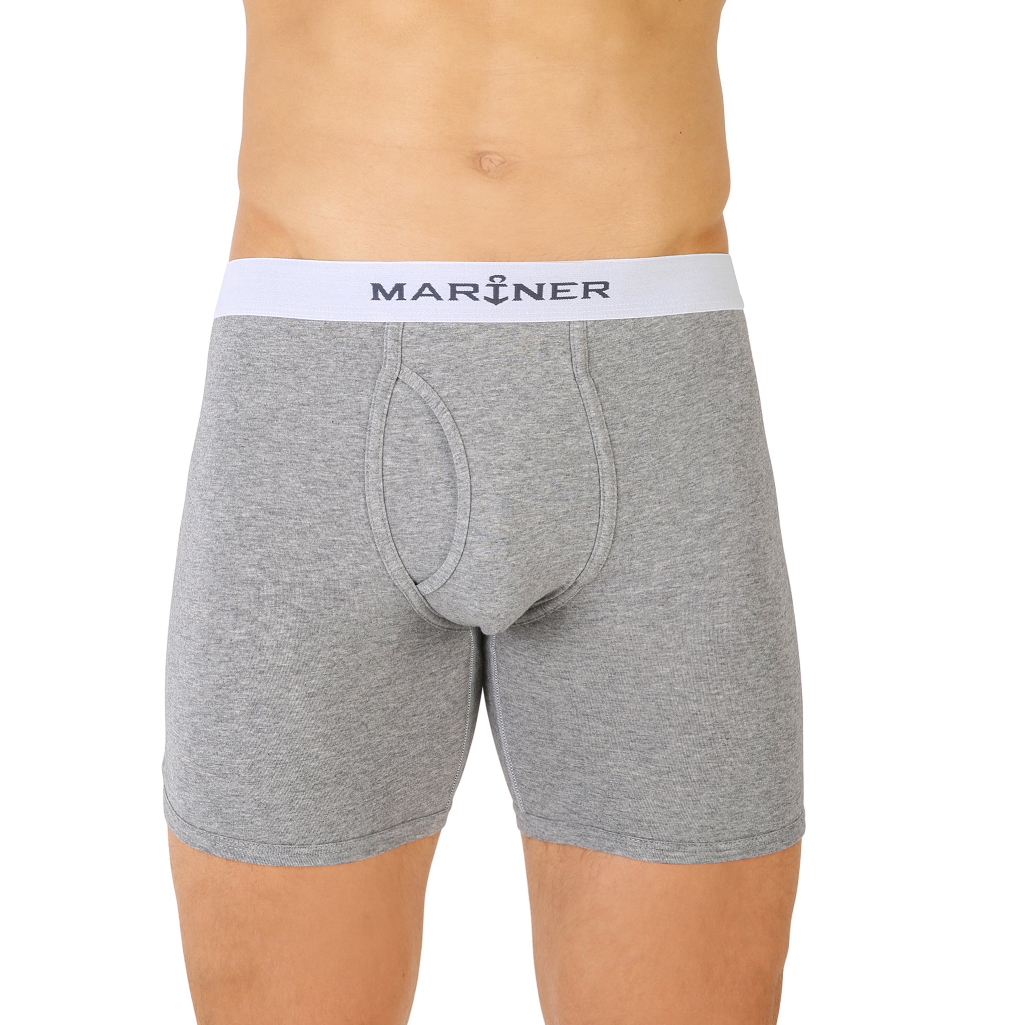 Shorty long ouvert gris en coton stretch avec ceinture blanche - face avant