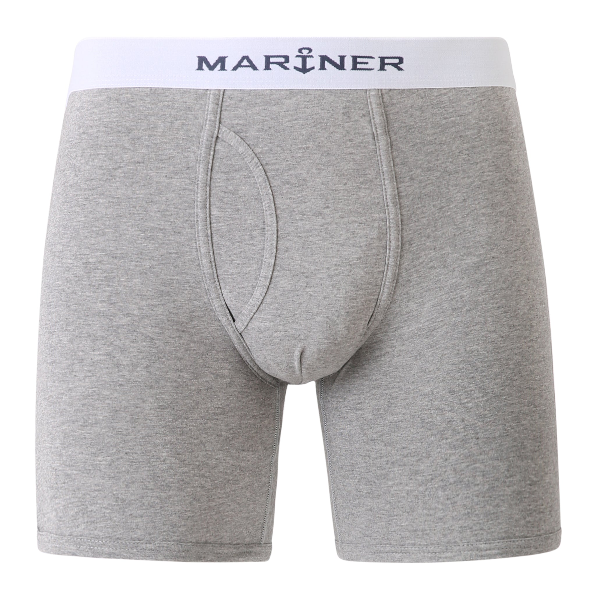 Shorty long ouvert gris en coton stretch avec ceinture blanche - face arrière