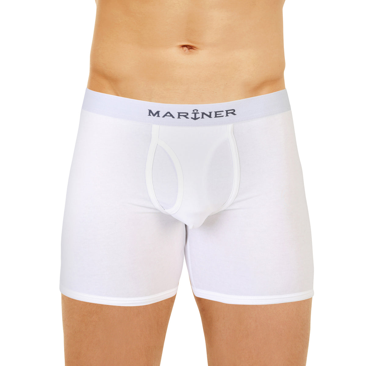 Shorty long ouvert blanc en coton stretch, vue de face